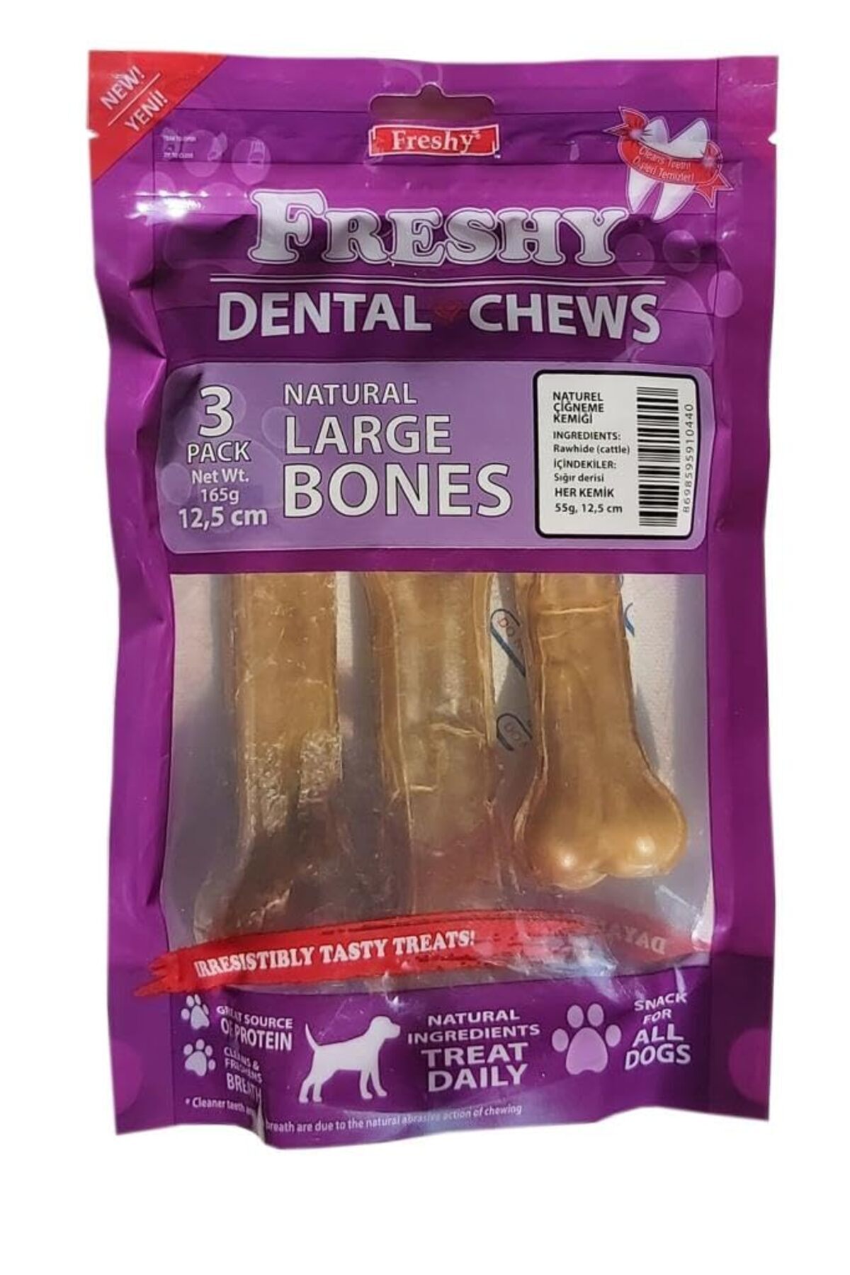 Hype Store Freshy Dental Kemik 3 lü 165 gr 100 doğal dana si
