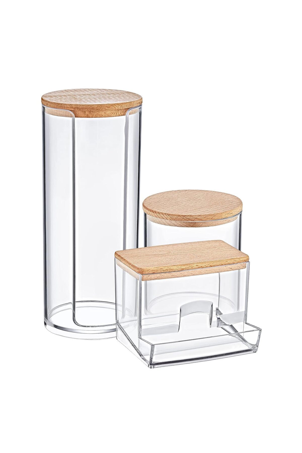 Genel Markalar Deconox Diamond 3'lü Set Makyaj Organizer Banyo Düzenleyici Pamukluk Seti, Pamuklu Kulak Çubuğu Orga