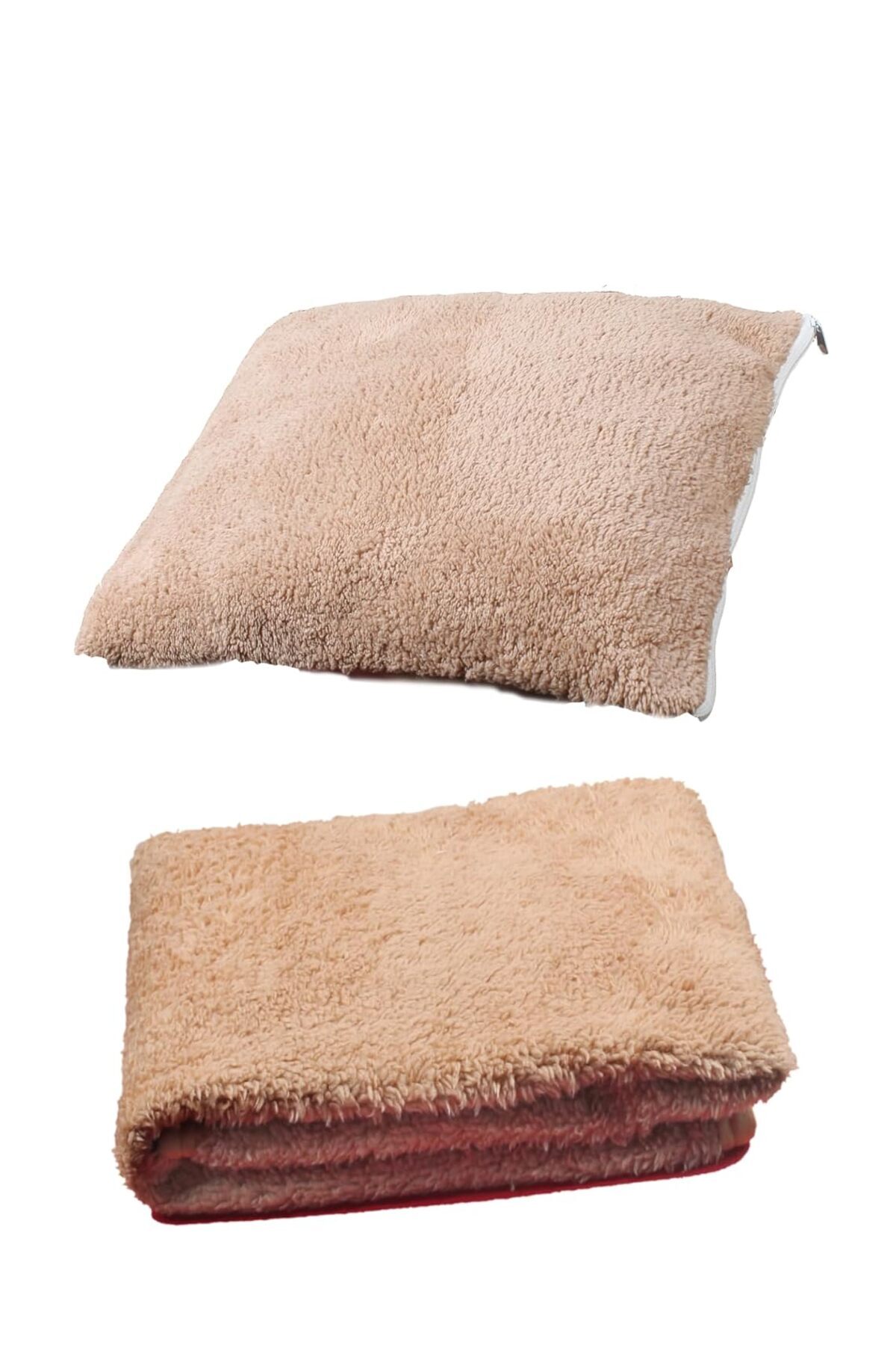 Delixa Tineke 2 Lİ SET BATTANİYE VE MİNDER KEDİ UYKU YATAĞI MİNDERİ (Kahverengi)