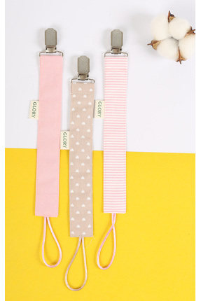 GLORY BABY Emzik Askısı - Emzik Zinciri - Emzik Tutacağı - 3'lü Set - Kalp De...