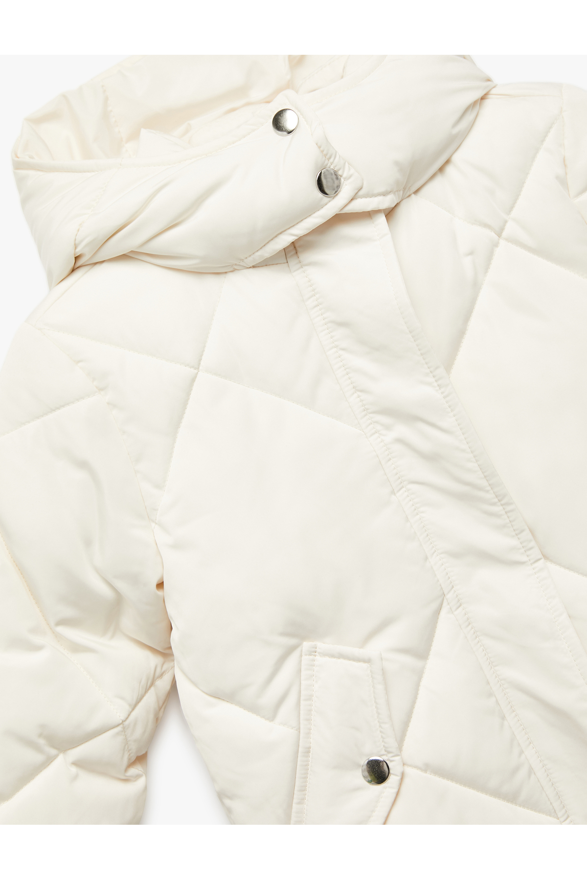 Koton Uzun Kollu Cepli Kapitone Kapşonlu Mont fotoğrafı 3 (önizleme)