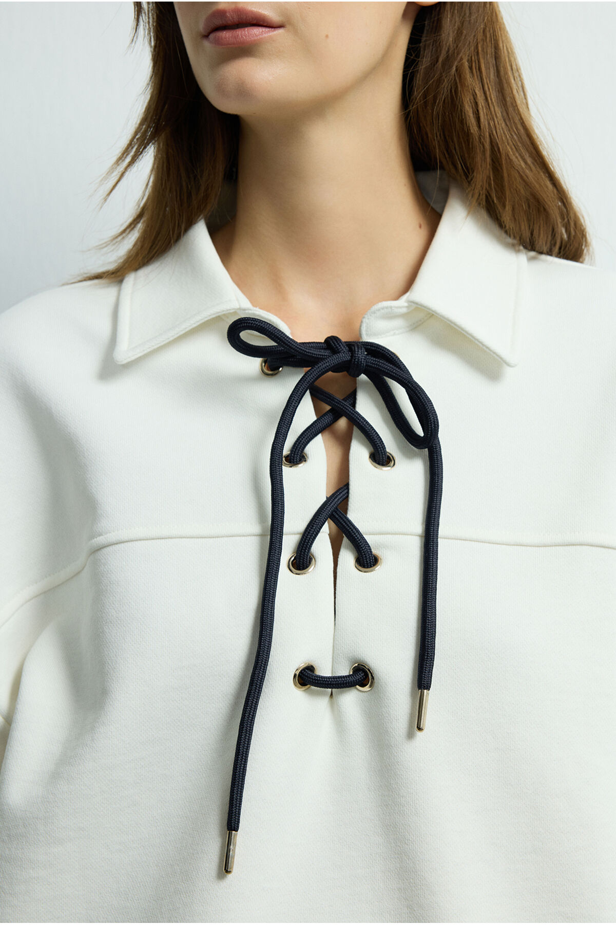 Love My Body  Moda Tutkusu Kuş Gözlü Uzun Kol Sweatshrt - Görsel 3