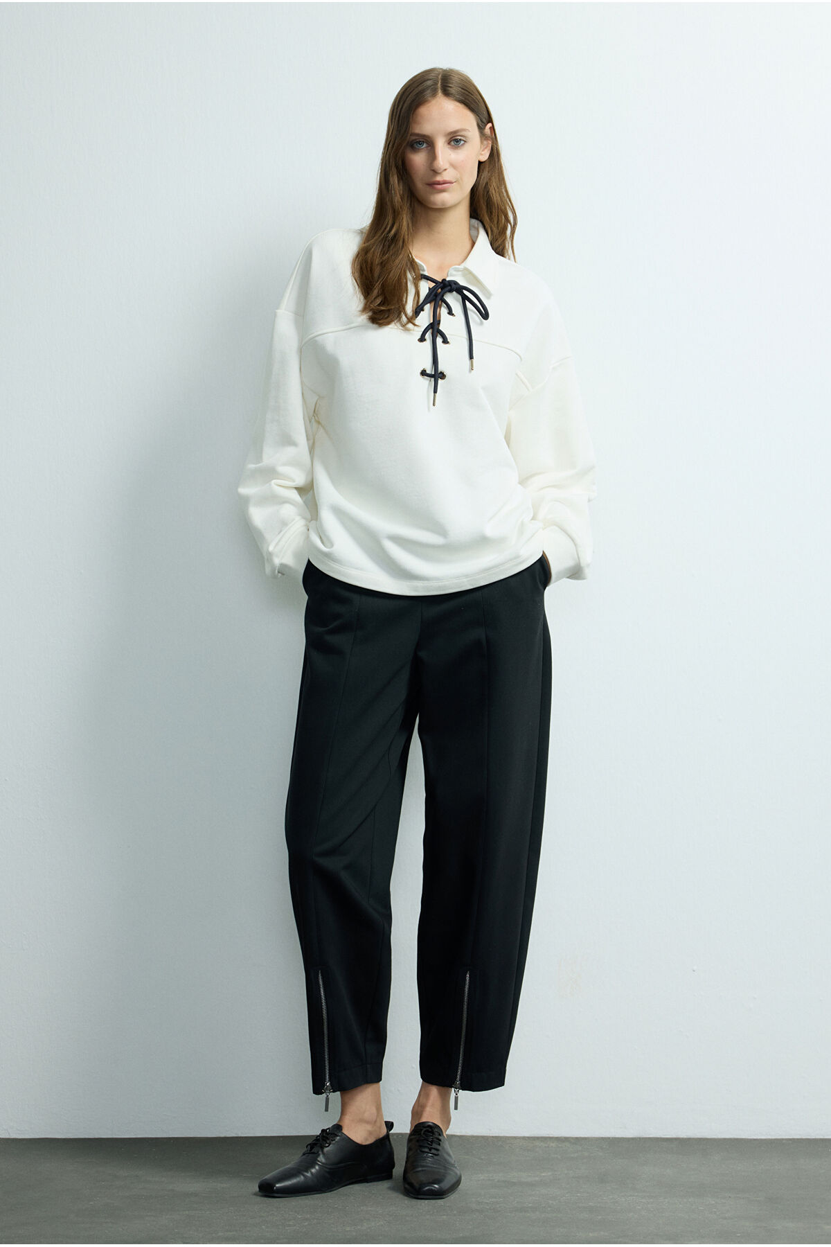 Love My Body  Moda Tutkusu Kuş Gözlü Uzun Kol Sweatshrt - Görsel 4