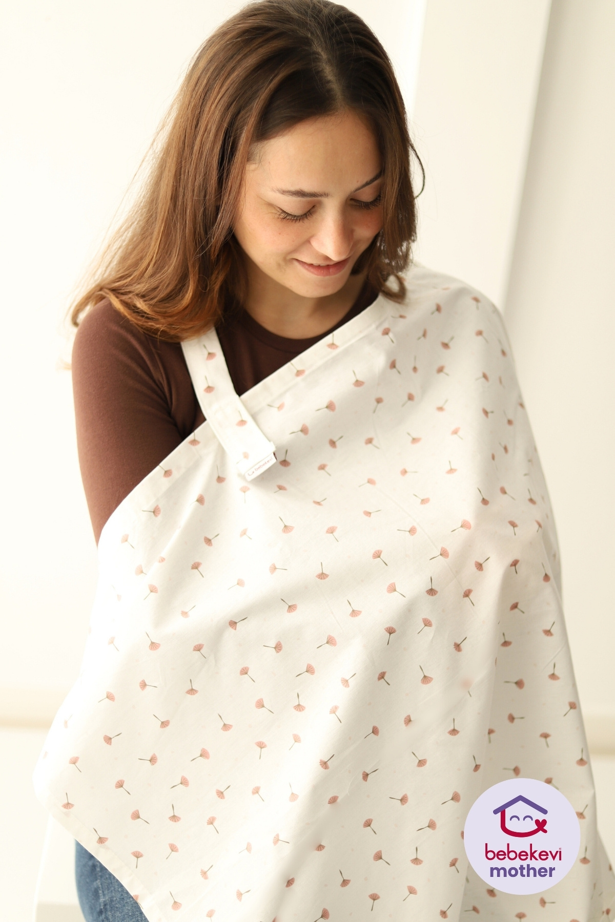 Bebekevi %100 Pamuk EOKO-TEX Sertifikalı Poplin Emzirme Önlüğü - Pembe fotoğrafı 5 (önizleme)