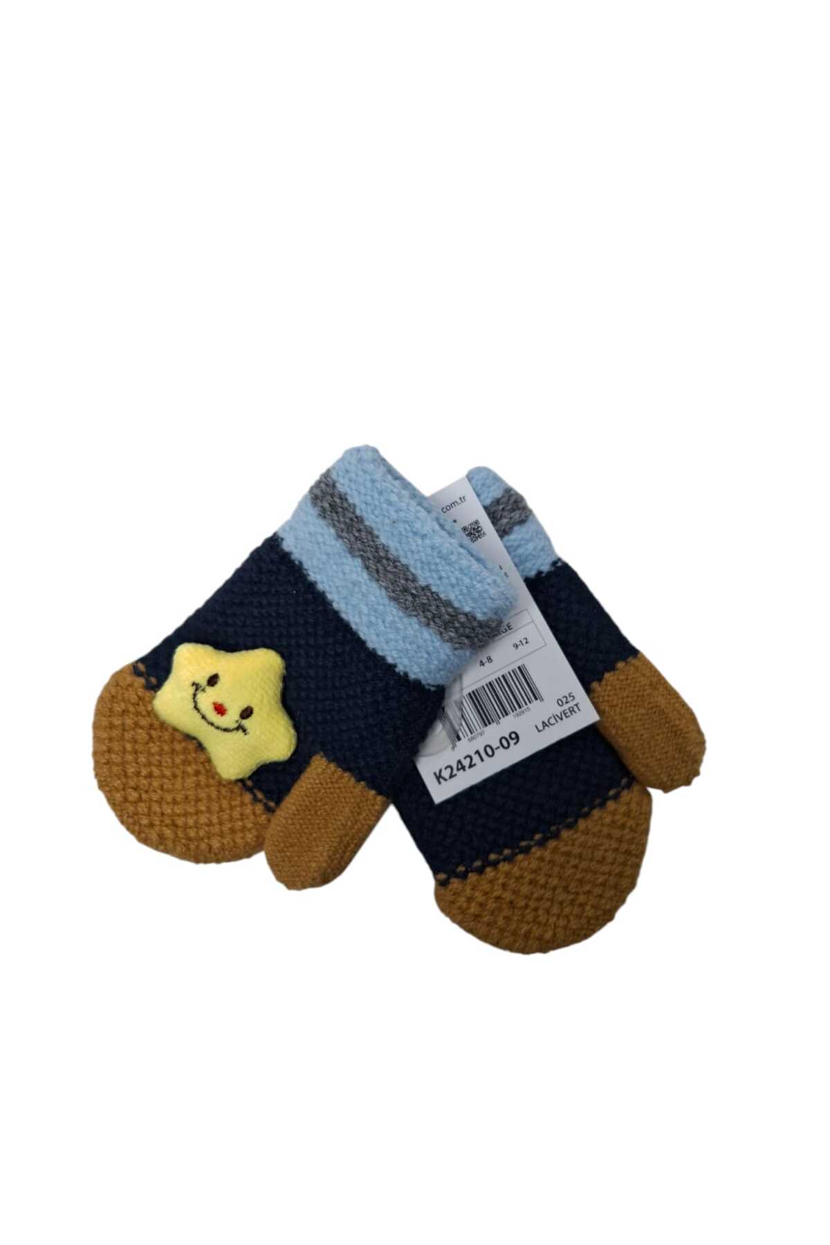 Kitti Spteks 1-3 Yaş Erkek Bebe Lacivert Renk Tatlı Yıldız Figürlü Kışlık Örme Eldiven fotoğrafı 3 (önizleme)