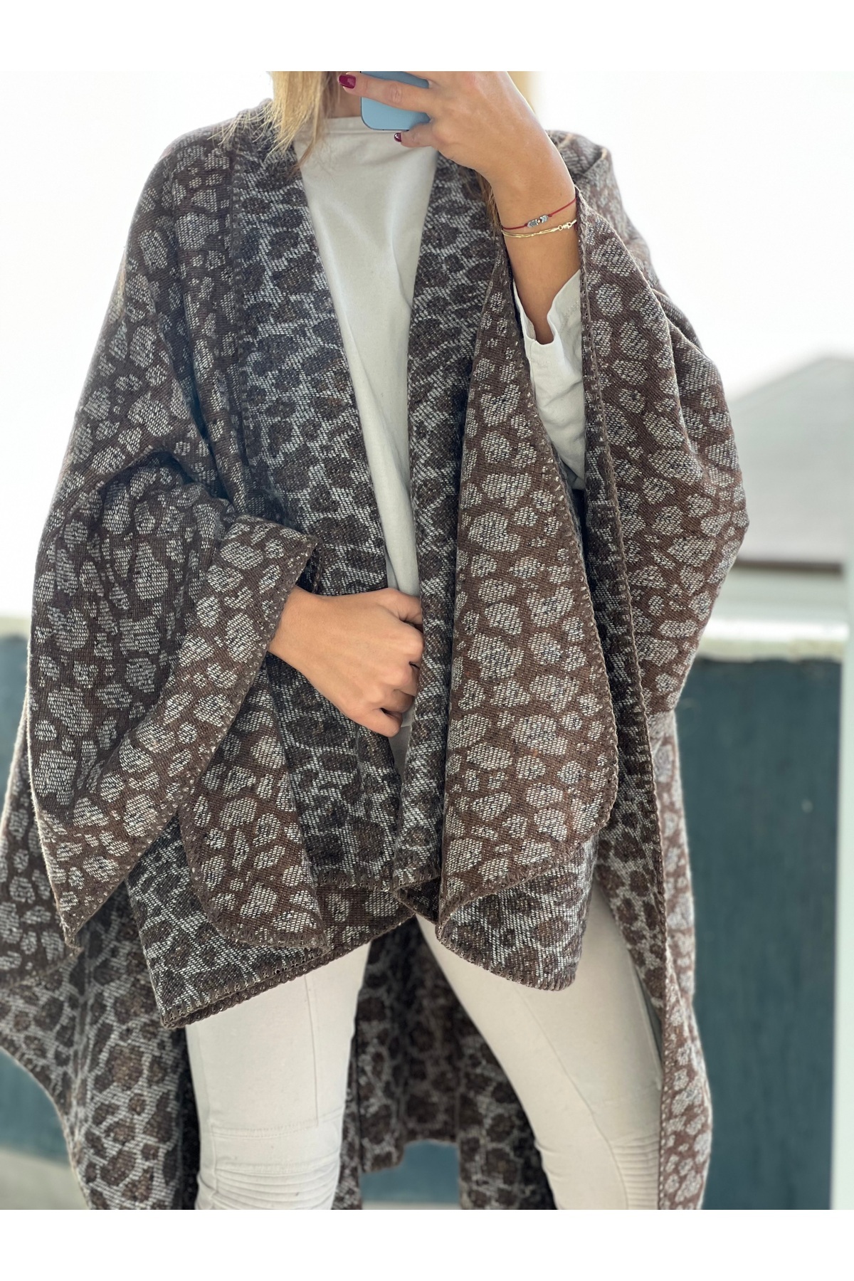 who knows ¿ Çift Taraflı Triko Panço Şal kadın giyim aksesuar