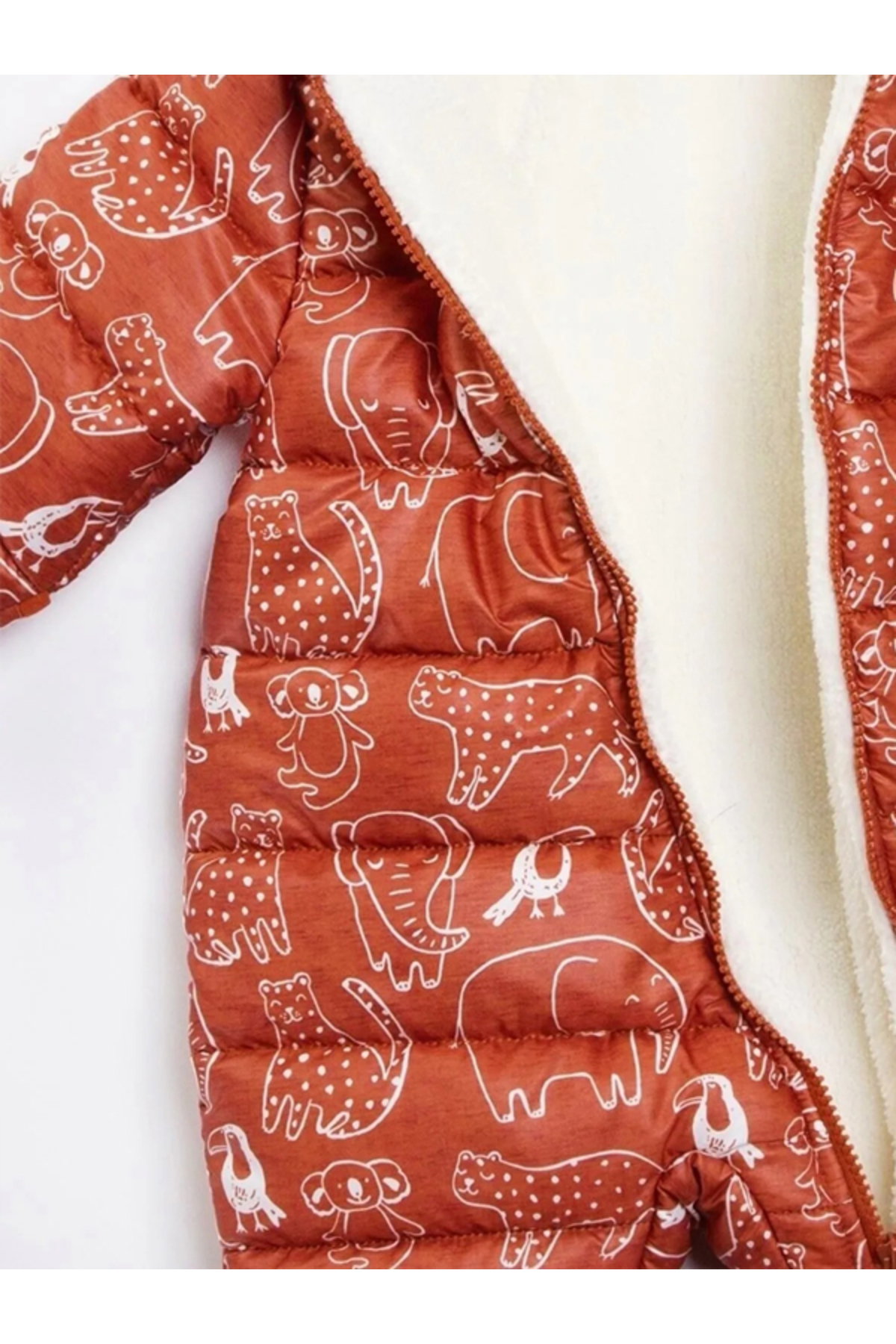 Bebek Vadisi İçi Polar Kürk Peluş Patikli Eldivenli Kapüşonlu Kar Kışlık Erkek Bebek Astronot Tulum Kozmonot Mont fotoğrafı 3 (önizleme)