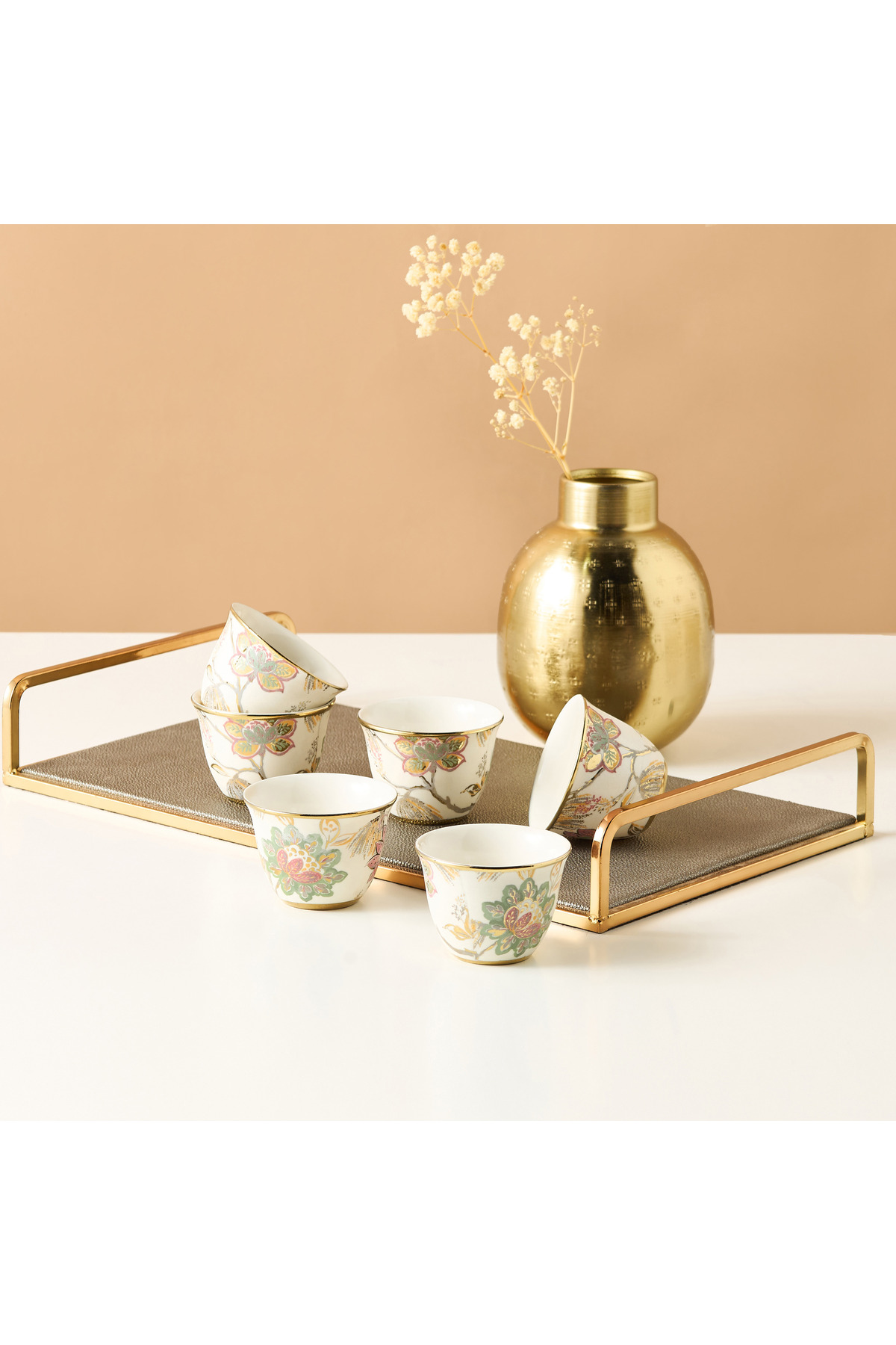 Lifestyle Floral Print Ceramic Kahwa Cup - Set of 6