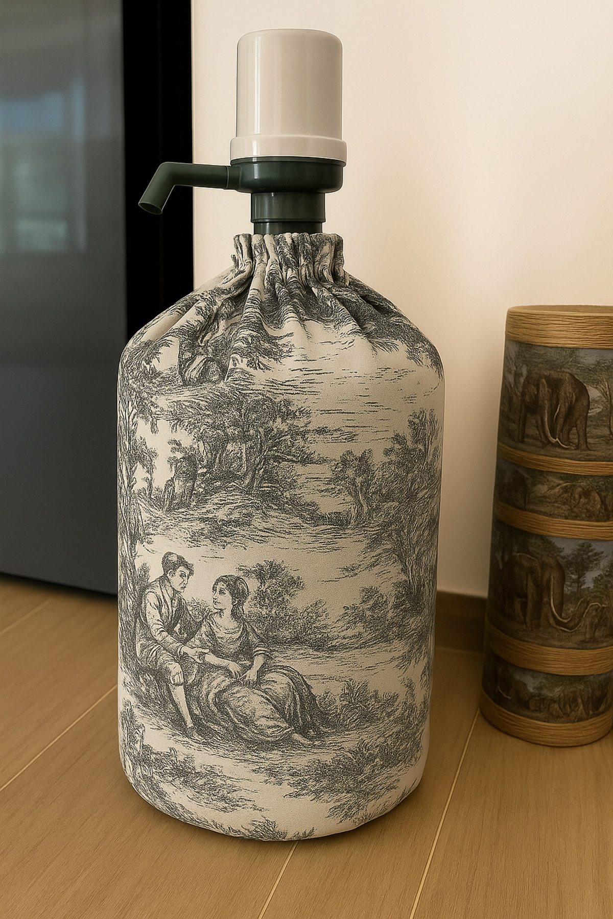 TUA HOME Damacana Kılıfı İngiliz Köylüsü Desen %100 Pamuk Duck 19 Litre – Şık ve Dayanıklı Su Sebili Örtüsü