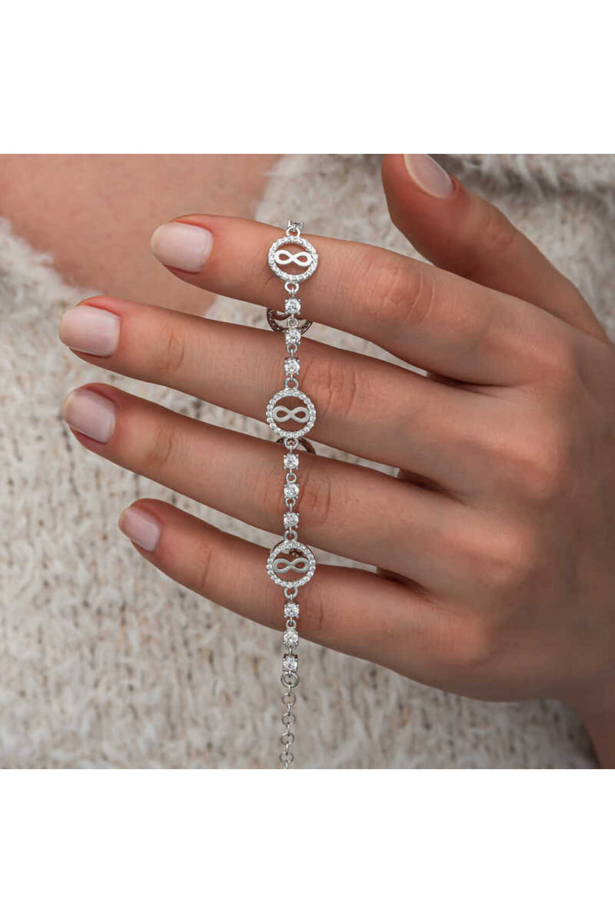 DENİSAM Gümüş Halka İçinde Sonsuzluk Kadın Bileklik