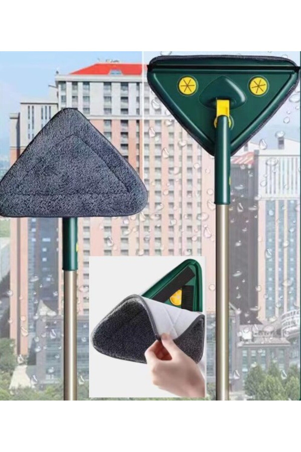 DENİSAM 2 Bezli Üçgen Çek Çekli Mop Islak Mendil Uyumlu 150 cm