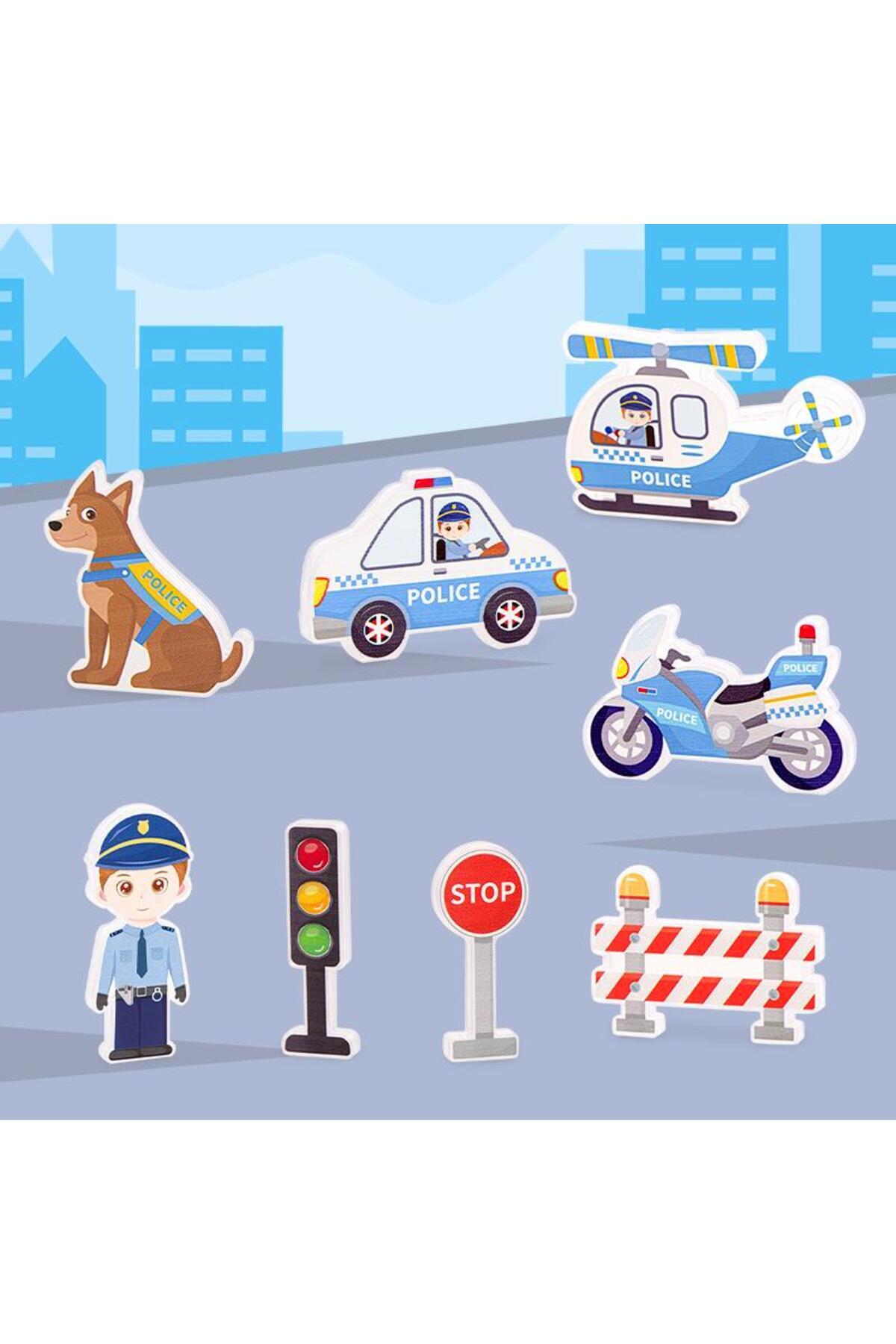 دود مگنتیک پولیس ست بلوکهای ساختمانی مغناطیسی ۴۲ تکه شهر پلیس بازی ساختوساز