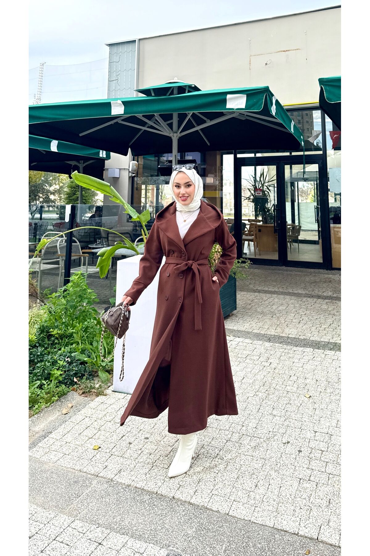 BURCU TESETTÜR  KAPŞONLU KAŞE KABAN - Görsel 3