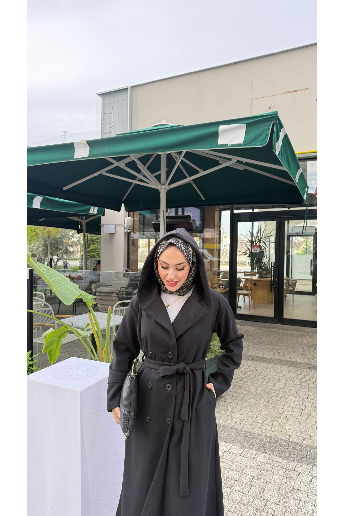 BURCU TESETTÜR  KAPŞONLU KAŞE KABAN - Görsel 3