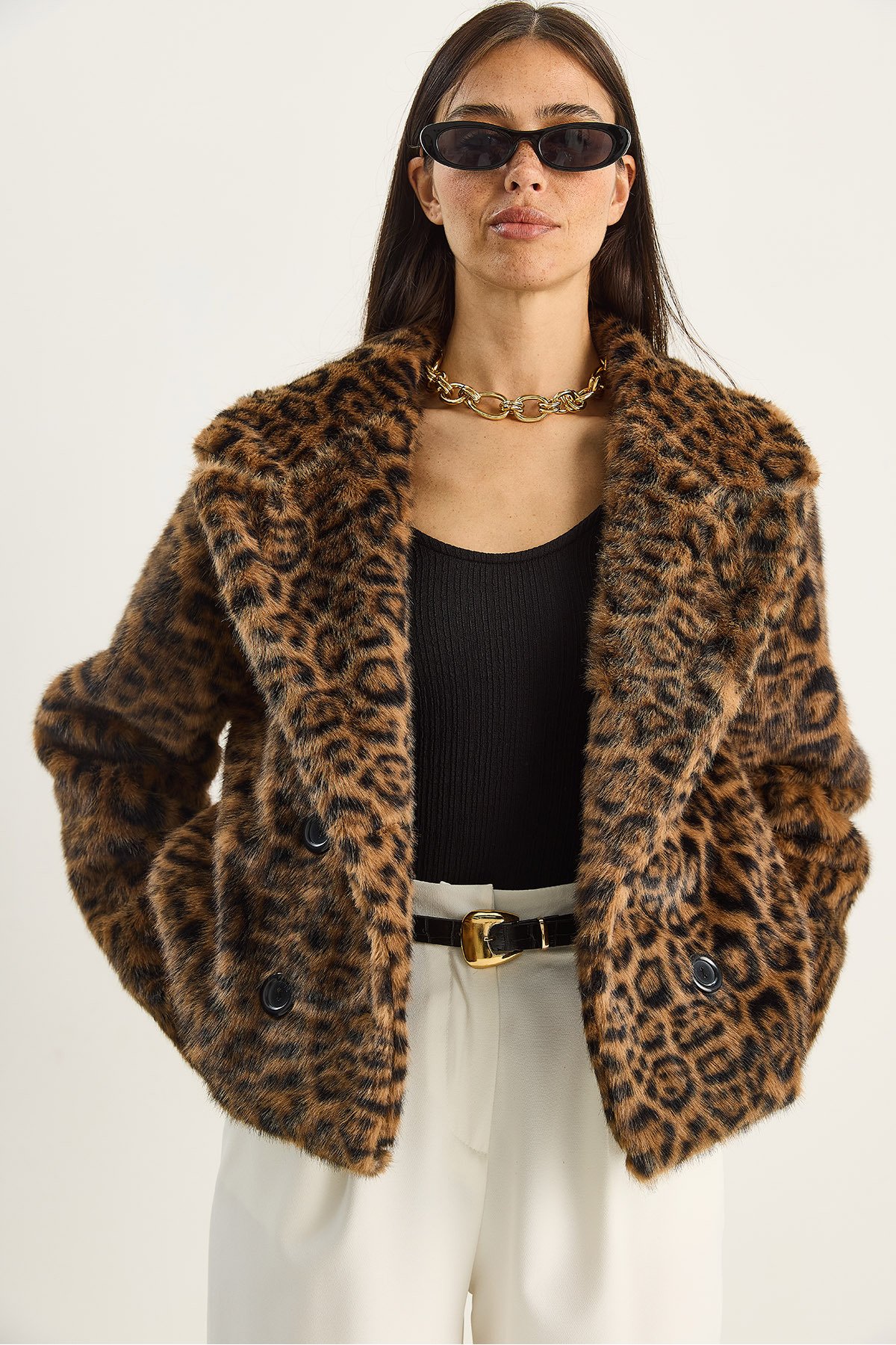 Bianco Lucci  Kadın Leopar Desenli Cep Detaylı Astarlı Suni Kürk 6962 60283772 - Görsel 3