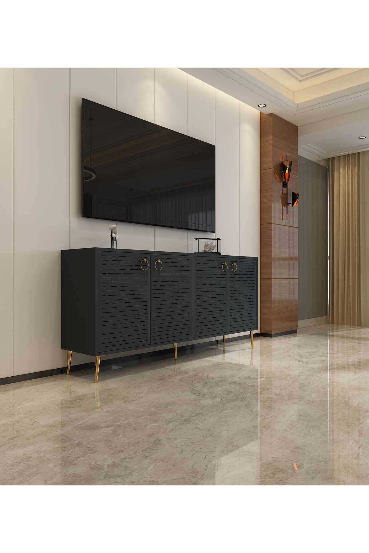 Rami Lazer Desenli, 160 cm Konsol | Antrasit-Antrasit 4