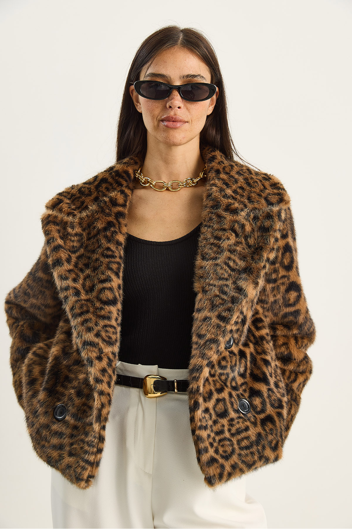 Bianco Lucci  Kadın Leopar Desenli Cep Detaylı Astarlı Suni Kürk 6962 60283772 - Görsel 4