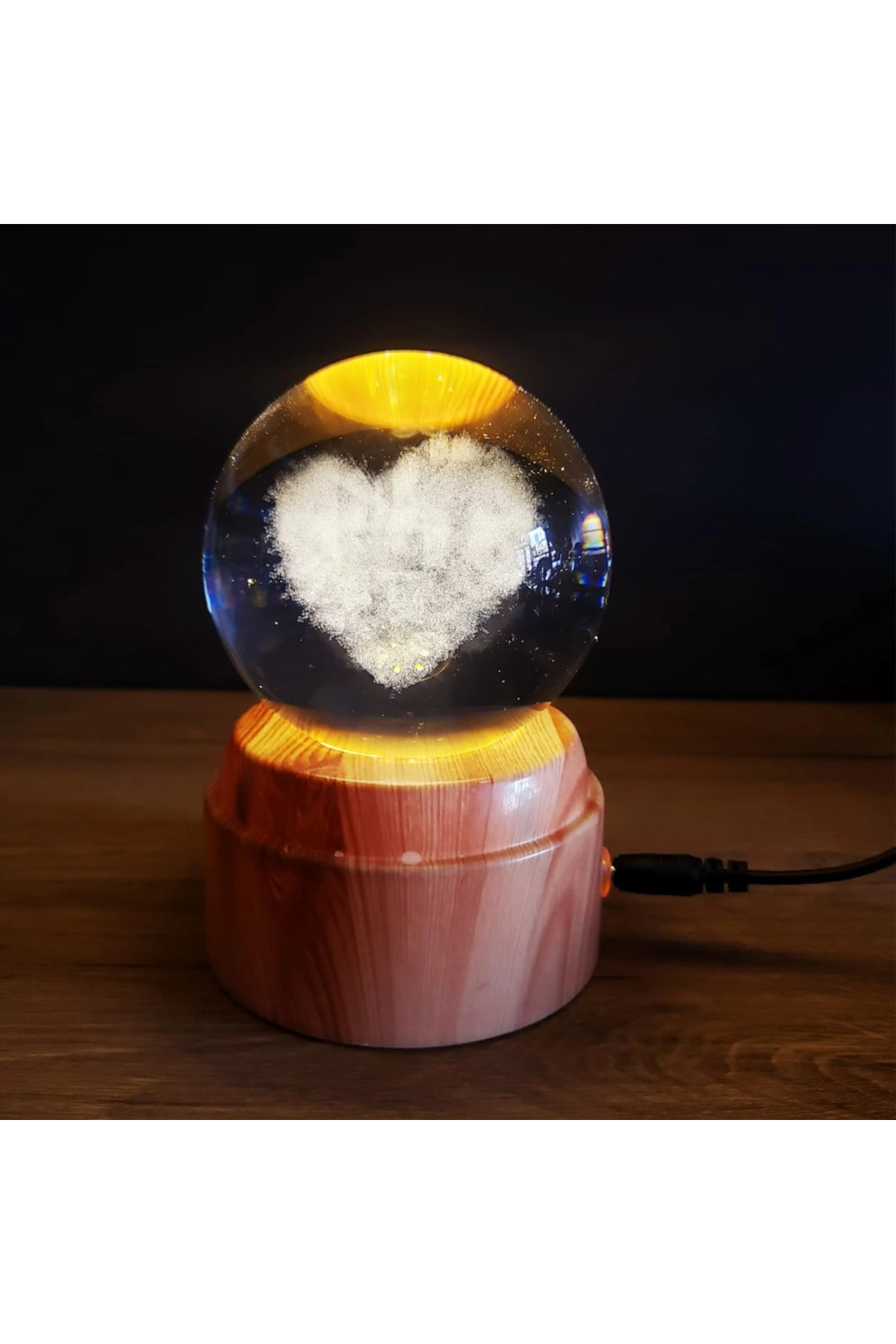 YNT Usb&039li Kalp Tasarımlı Dönen Cam Küre