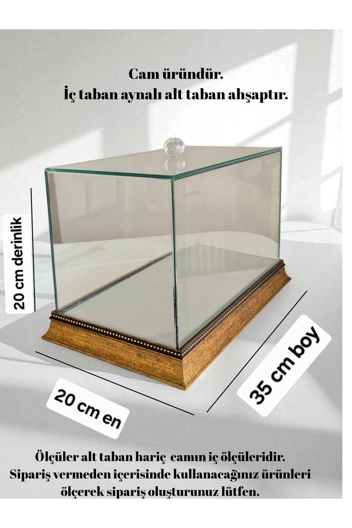 35x20x20cm Cam Gold Taban İsteme Söz Nişan Çeyiz Kutusu /Ürün Sergileme Kutusu