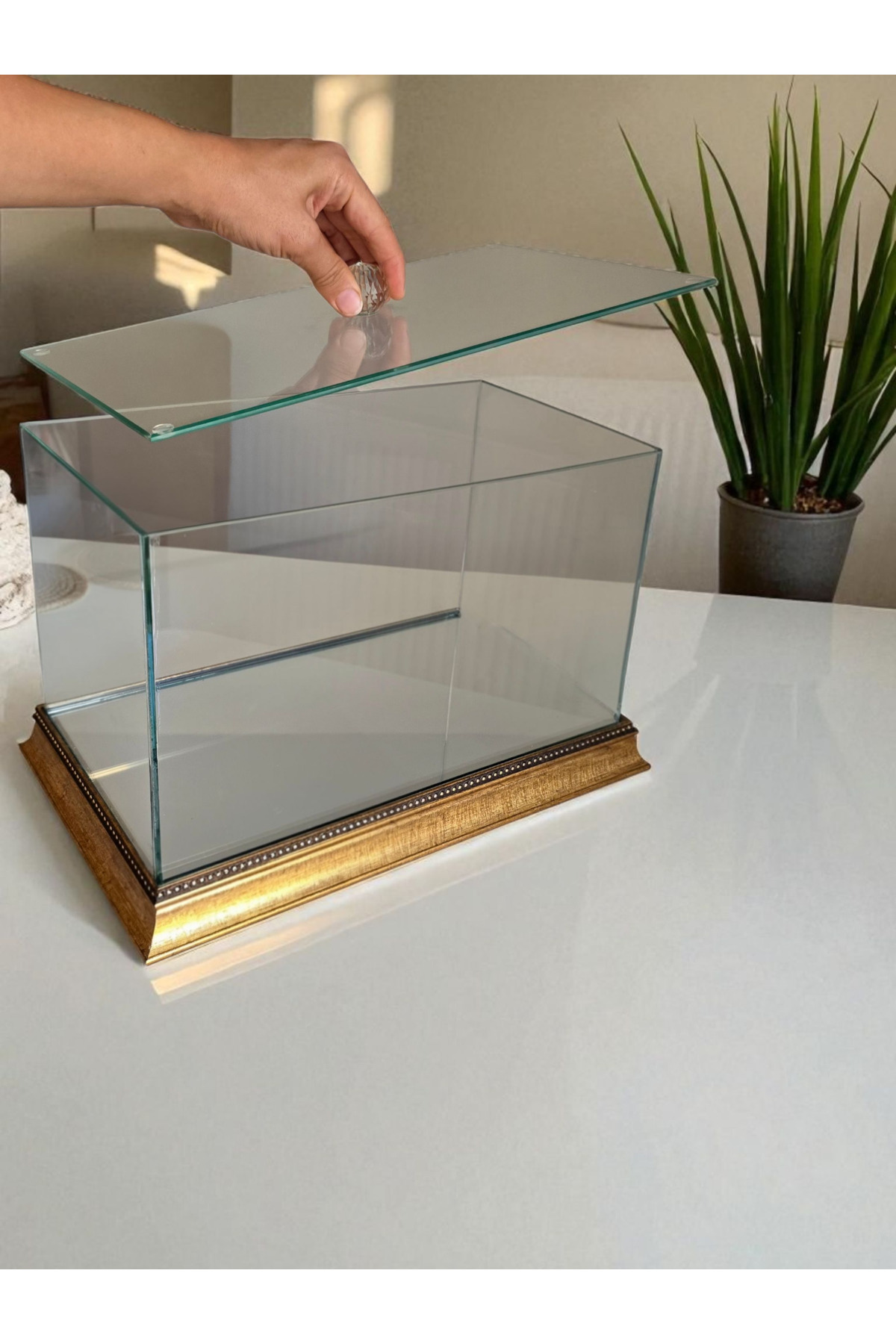 35x20x20cm Cam Gold Taban İsteme Söz Nişan Çeyiz Kutusu /Ürün Sergileme Kutusu