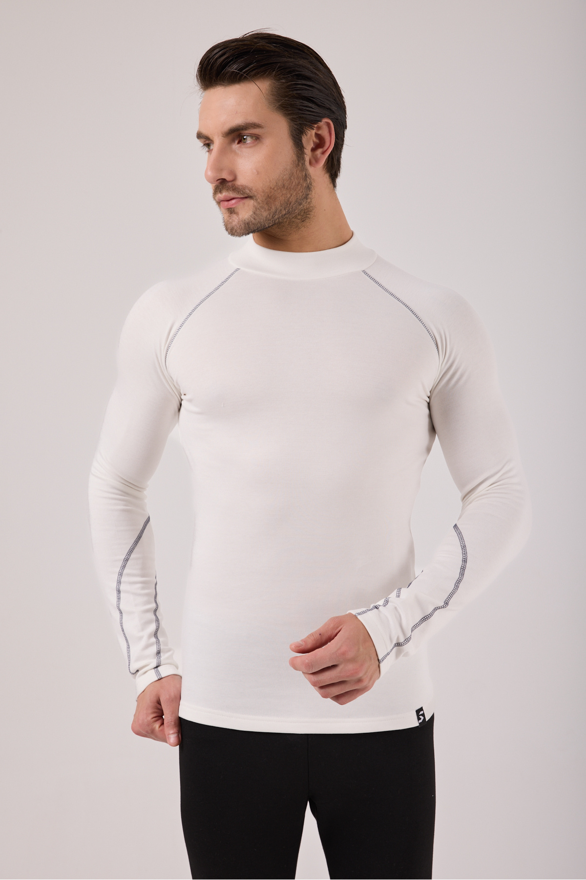 Scorp Thermo-Fit Erkek Termal İçlik Üst Kayak İçliği Ekru Beyaz Gri