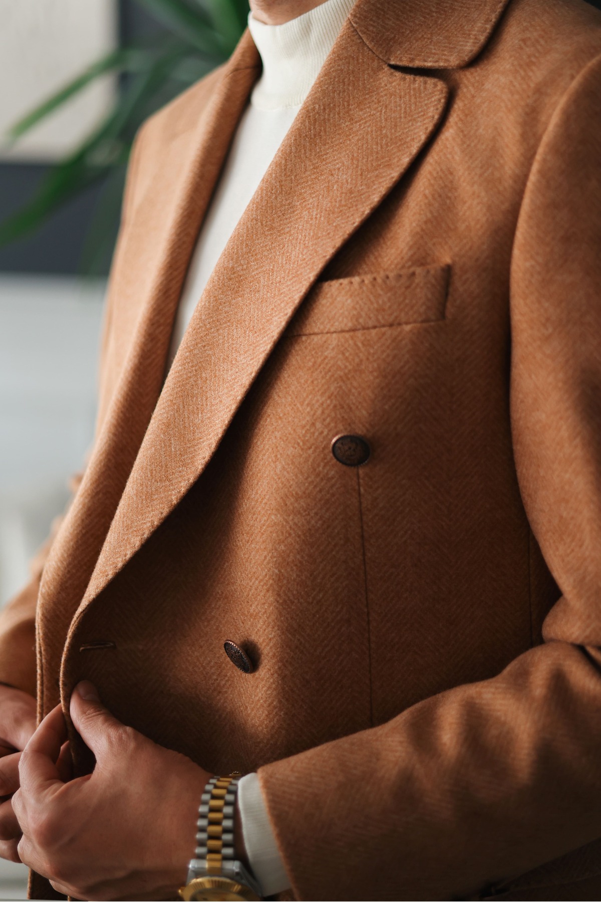 Avni Ceylan  Premium Orange Slim Fit Erkek Kaşe Kaban - Görsel 7