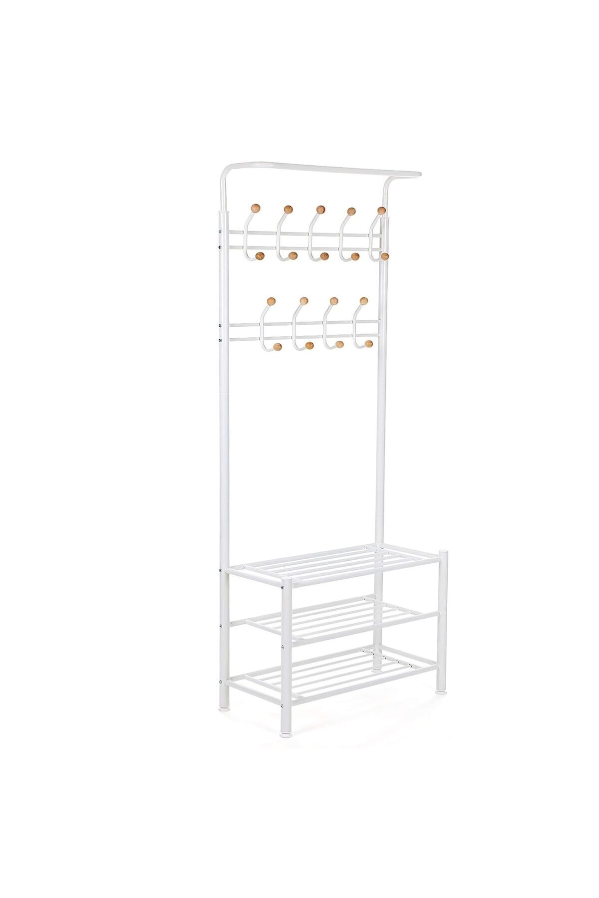 Delixa SONGMICS Hsr04W Gardırop, Elbise Standı, Boru Çapı 32 Mm, 3 Ayakkabı Raflı, 18 Metal Kancalı, Beyaz