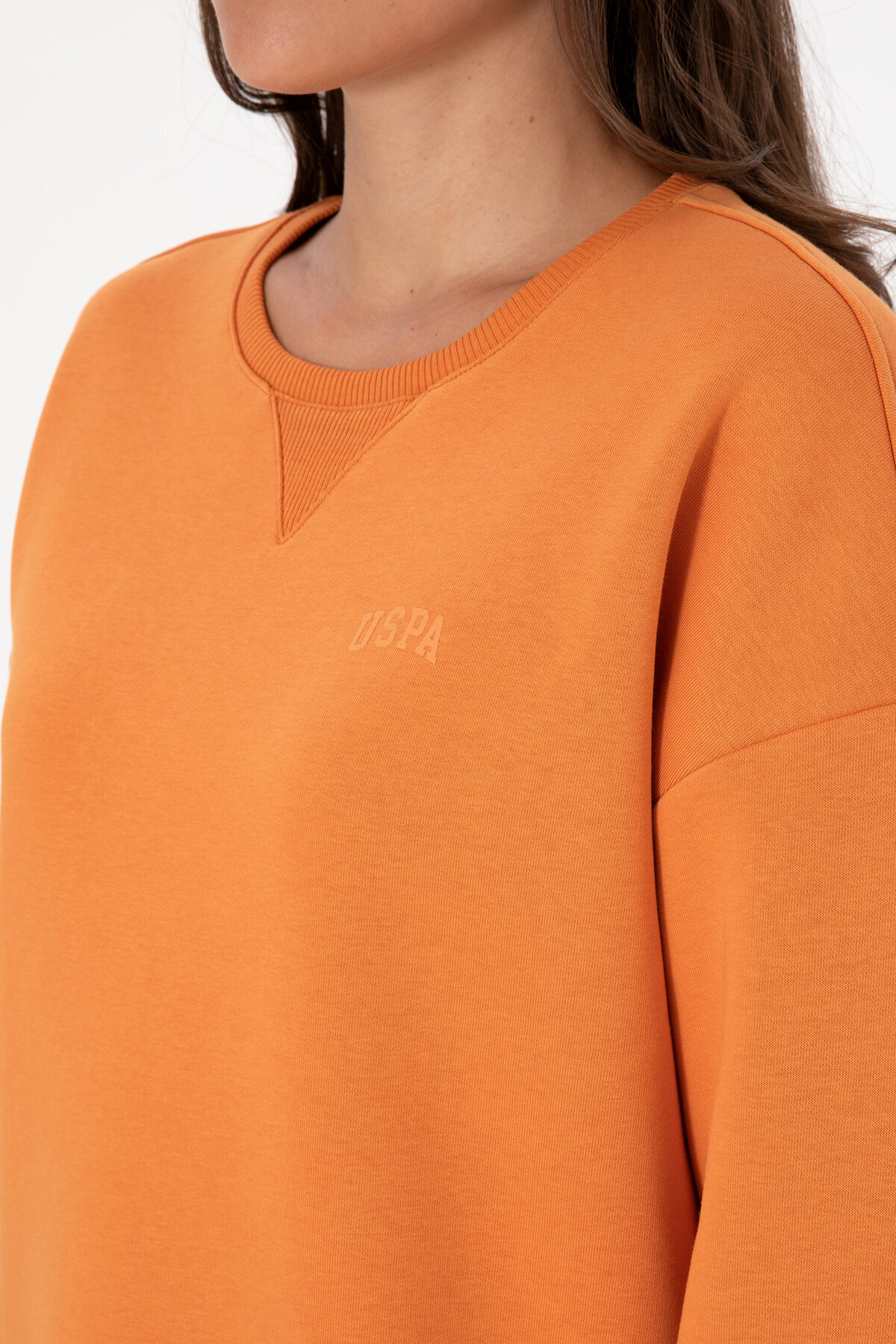 U.S. Polo Assn.  Kadın Bakır Şardonlu Bisiklet Yaka Basic Sweatshırt 50313586-VR182 - Görsel 7