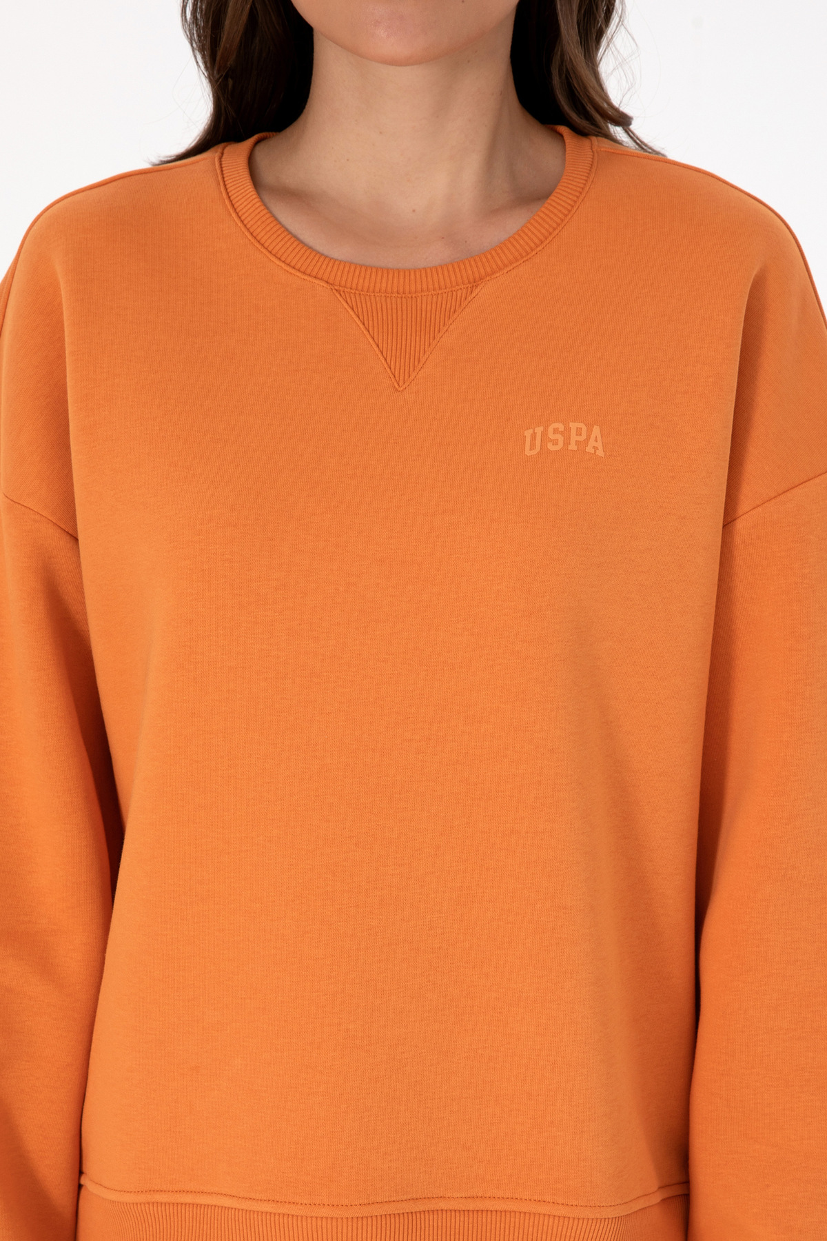 U.S. Polo Assn.  Kadın Bakır Şardonlu Bisiklet Yaka Basic Sweatshırt 50313586-VR182 - Görsel 6