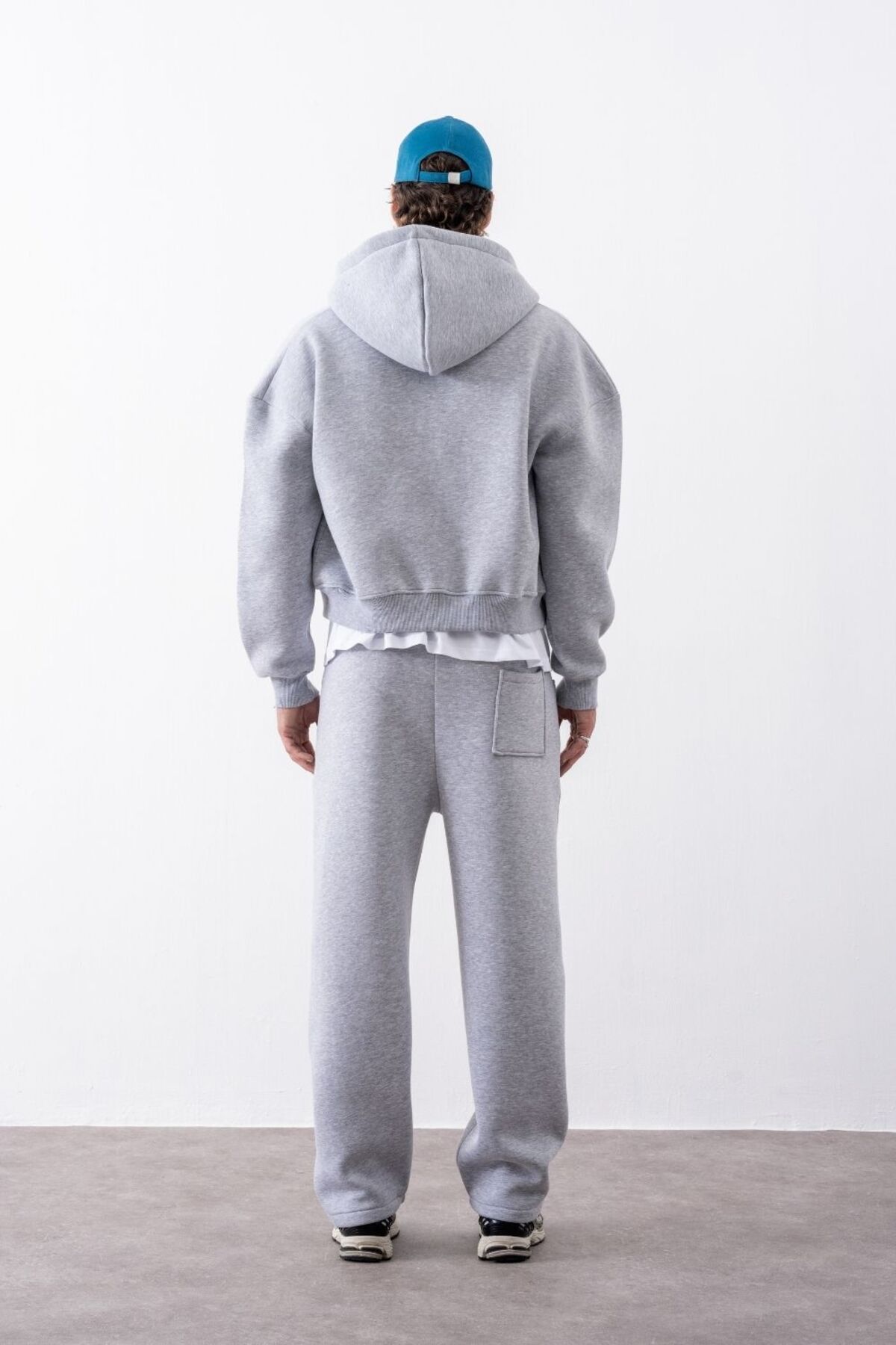 Erkek Boxy Oversize Fermuarlı Chill Gri Sweatshirt — خاکستری GV1071-1 — تصویر 5 از 5