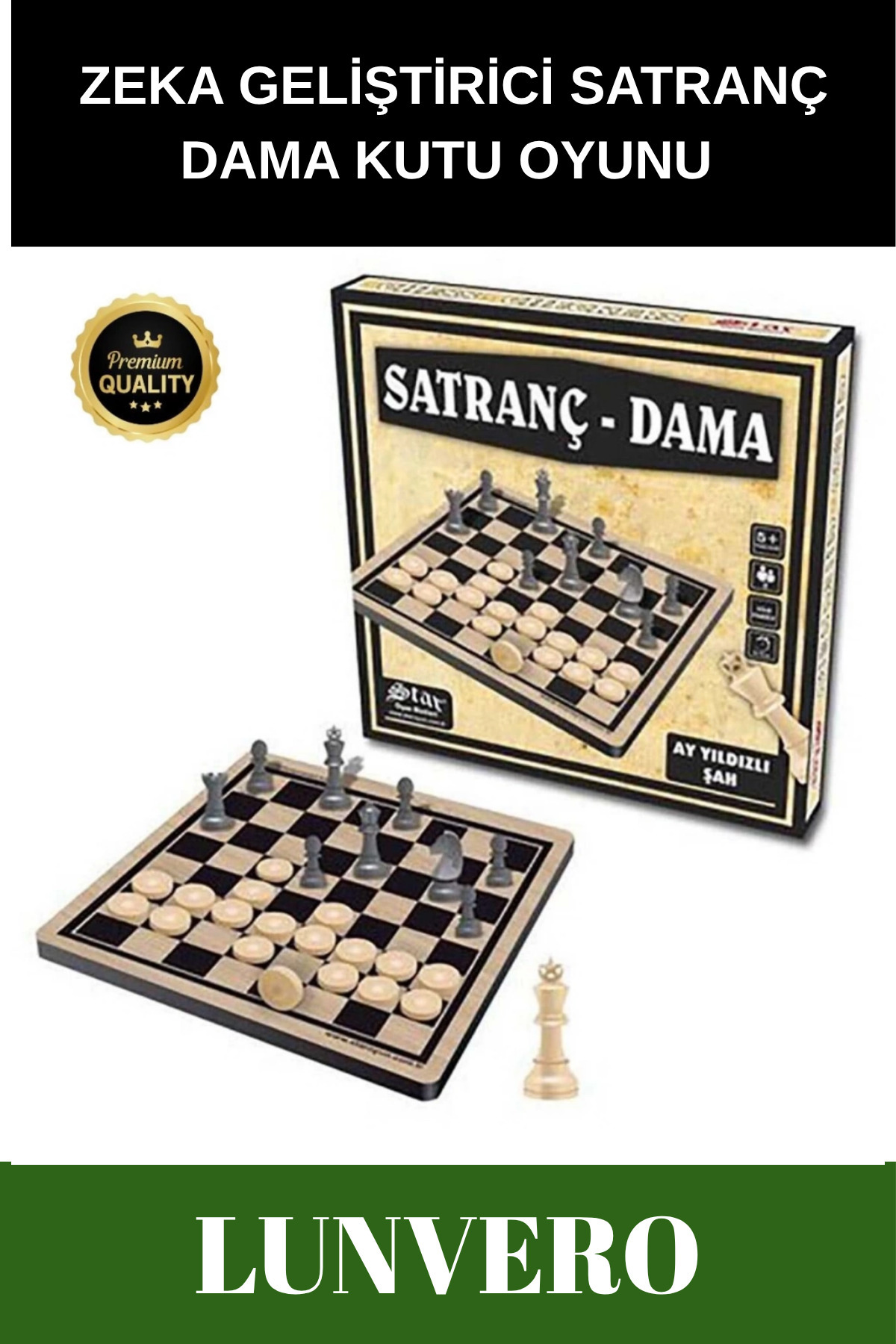 Lunvero Özel Üretim Öğretici Zeka Geliştirici Aile Parti Yılbaşı Eğlence Etkinlik Dama Satranç