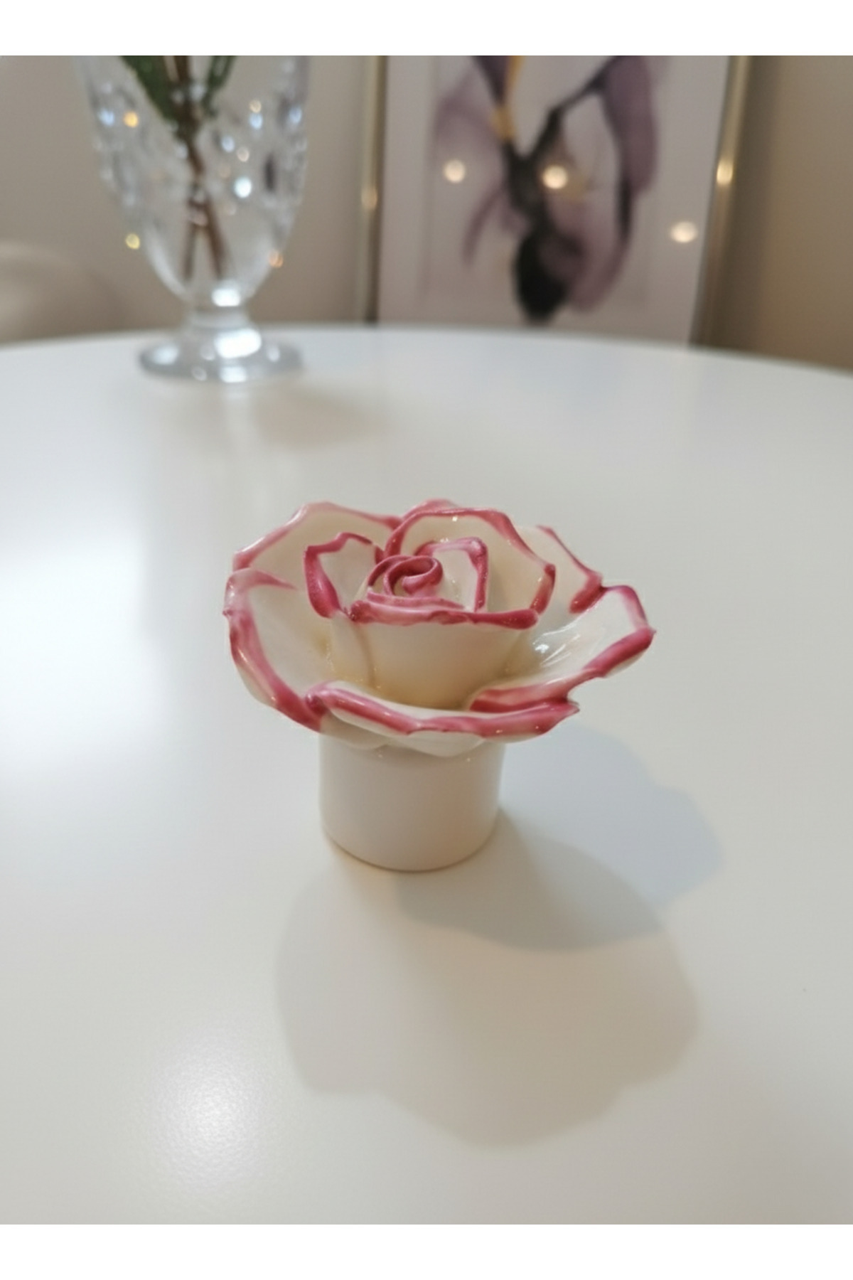 Button Rose Handle Handmade, Drawer, Cloakroom, Wardrobe handle Pink