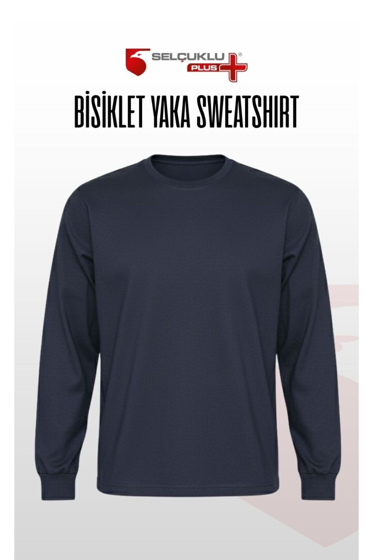 Selçuklu Plus O (Bisiklet) Yaka Sweatshirt – Lacivet 2 İplik Kumaş, Uzun Kollu Rahat İş Elbisesi