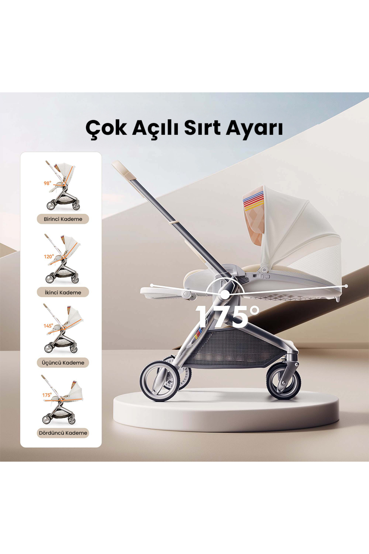 BeBeBus Art+ Pro Bebek Arabası Gold (Türkiye Garantili) fotoğrafı 3 (önizleme)