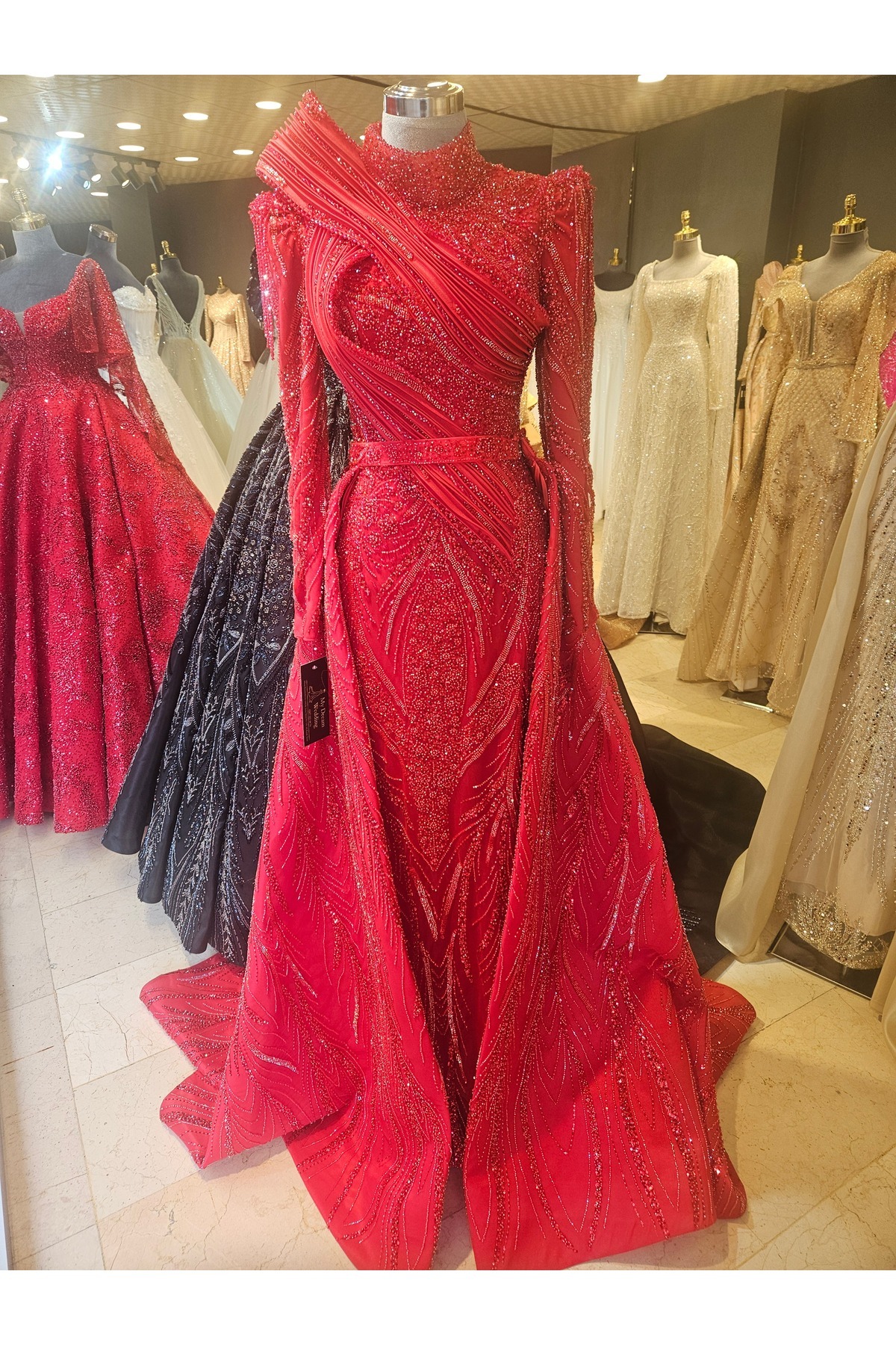 BY SD MY DREAM Kirmizi tesettur nisanlik abiye