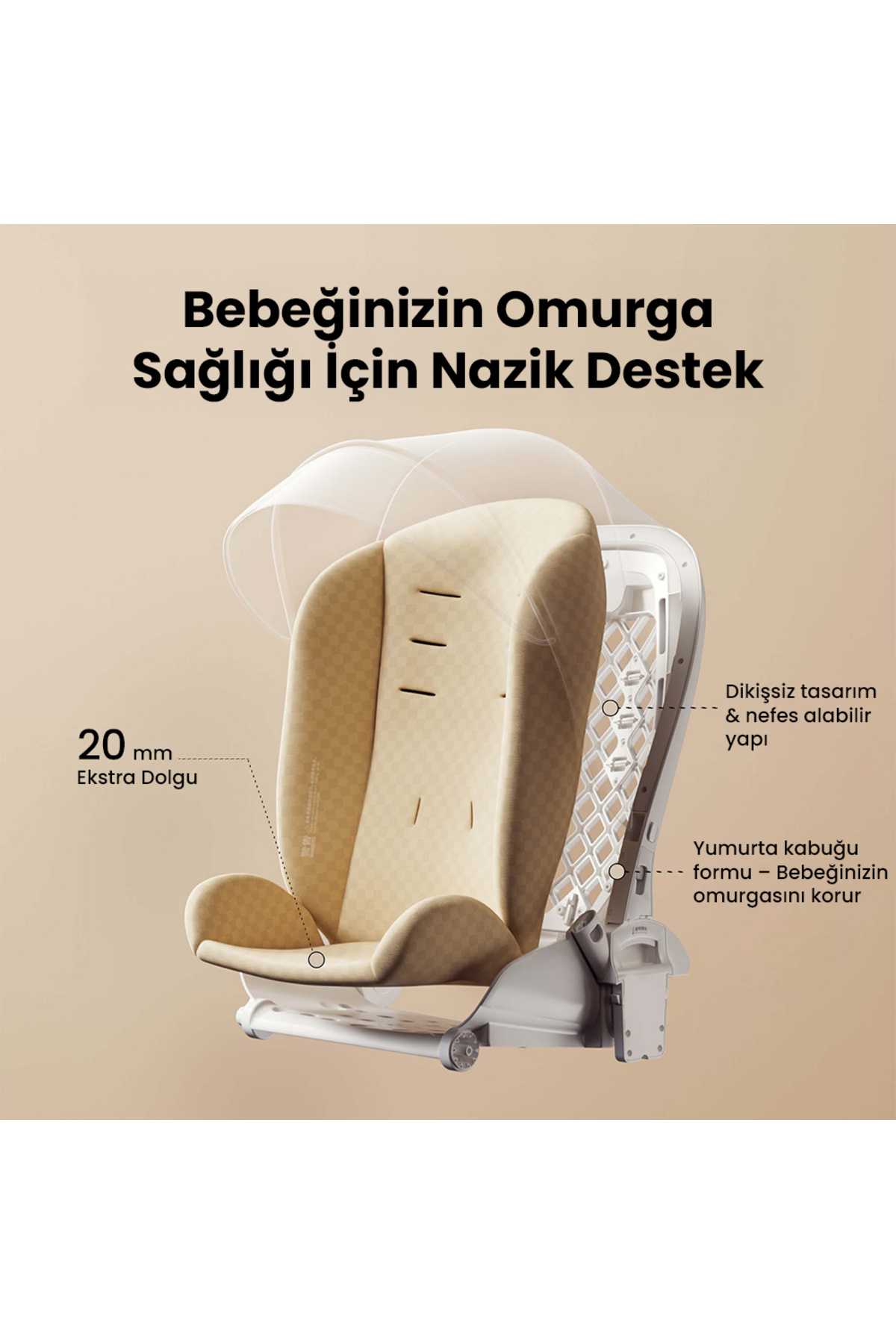 BeBeBus Art+ Pro Bebek Arabası Gold (Türkiye Garantili) fotoğrafı 4 (önizleme)