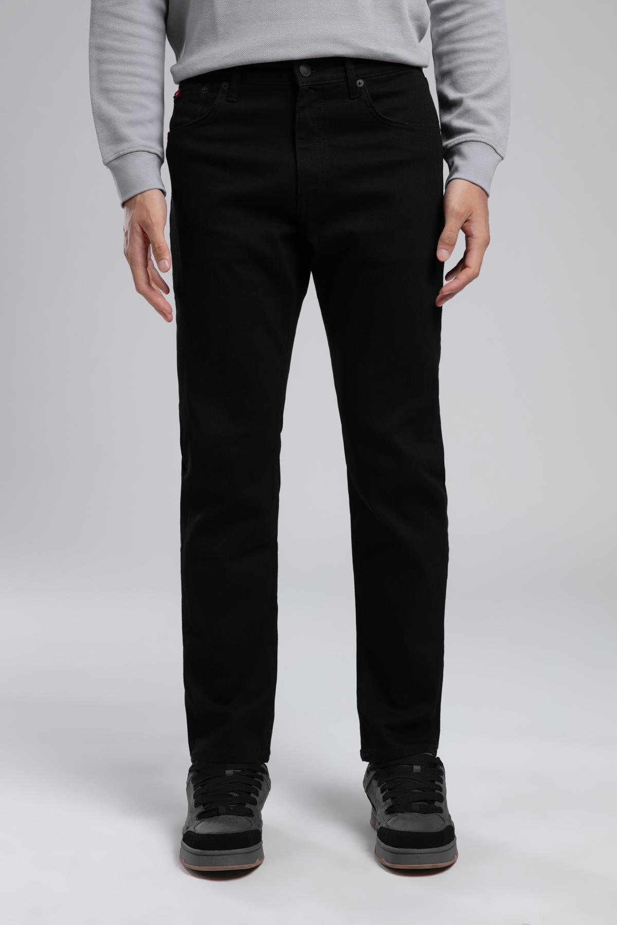 Lee Cooper  Ricky Yüksek Bel Düz Kesim Düz Paça Siyah Erkek Jean Pantolon - Görsel 2
