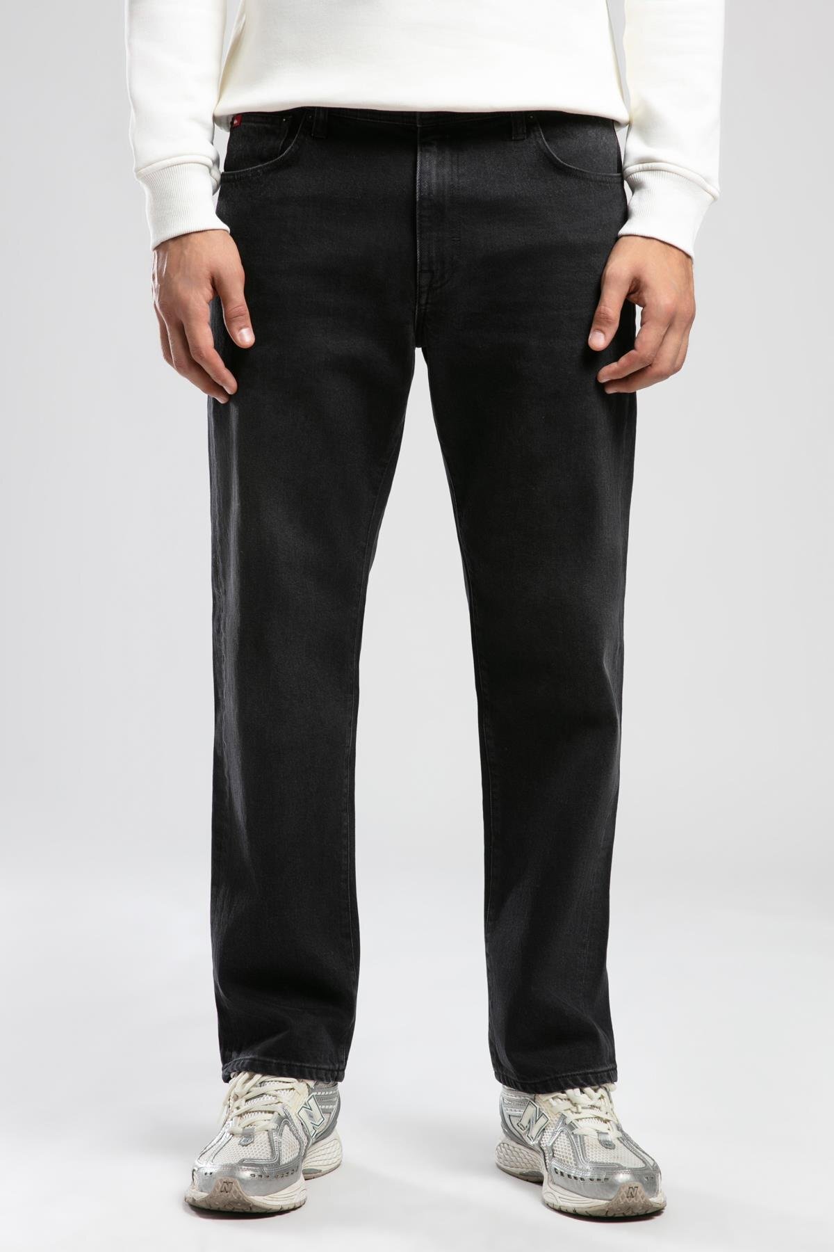 Lee Cooper  Ricky Erkek Hıgh Rıse Straıght Rahat Kesim Yüksek Bel Düz Paça Jean Pantolon Siyah - Görsel 2