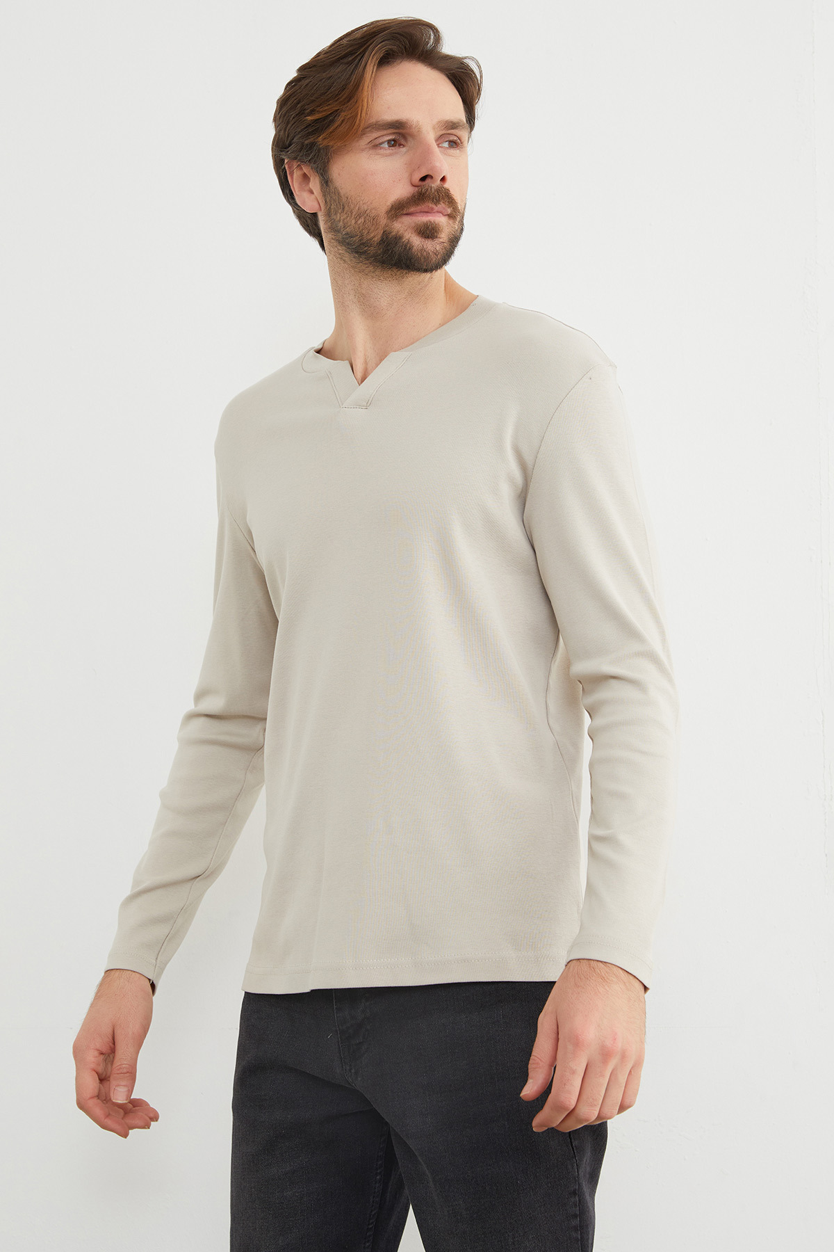 Fulla Moda Basic V Yaka Ribanalı Body