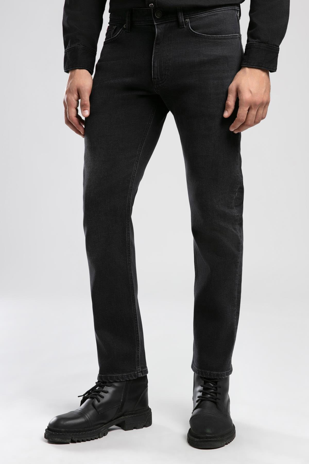 Lee Cooper  Harry Orta Bel Düz Kesim Düz Paça Siyah Erkek Jean Pantolon - Görsel 2