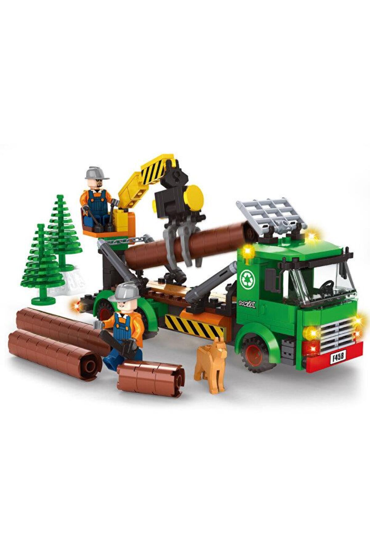 مجموعه ۲۷۴ قطعه‌ای بلوک ساختمانی مهندسی ساخت‌وساز، قطع درخت، کامیون