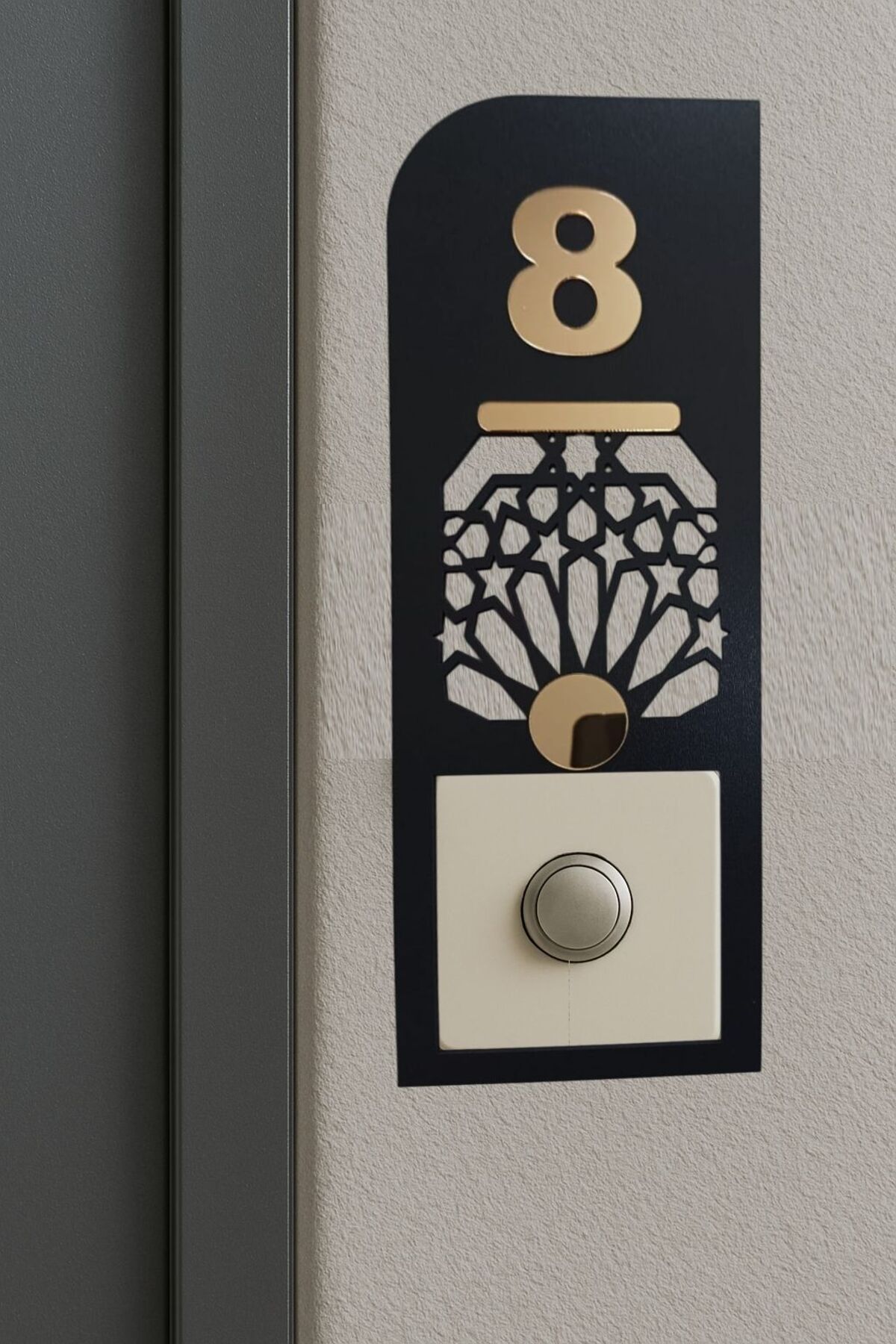 Şirin Lazer NO 8 KAPI DAİRE NUMARASI ZİL ÇERÇEVESİ AHŞAP MDF