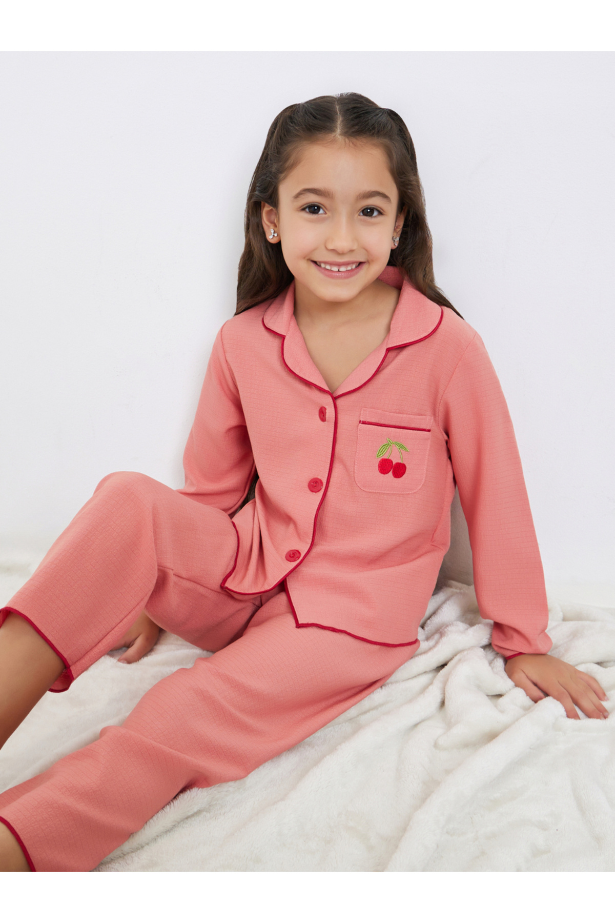 Take Two By Styli Girls Rust Pocket Detail Shirt and Pyjama Set