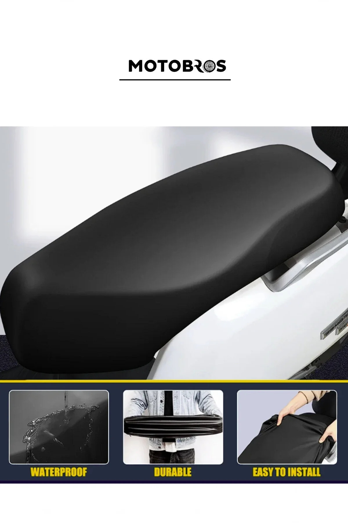 Motobros TVS JUPİTER Uyumlu Deri Koltuk Sele Kılıfı – Su Geçirmez, Kaymaz, Koruyucu Motor Sele Kılıfı fotoğrafı 5 (önizleme)