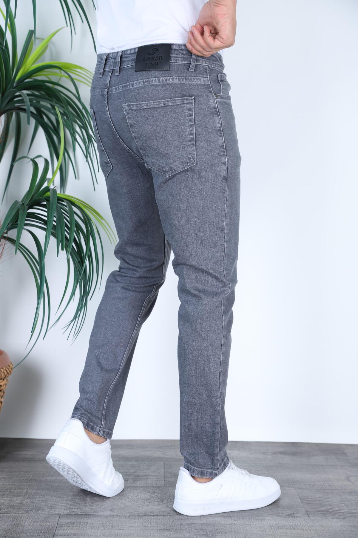 Siyah İz  Erkek Gri Regular Fit Likralı Esnek Kot Pantolon Denim Jean Günlük Casual Model - Görsel 4