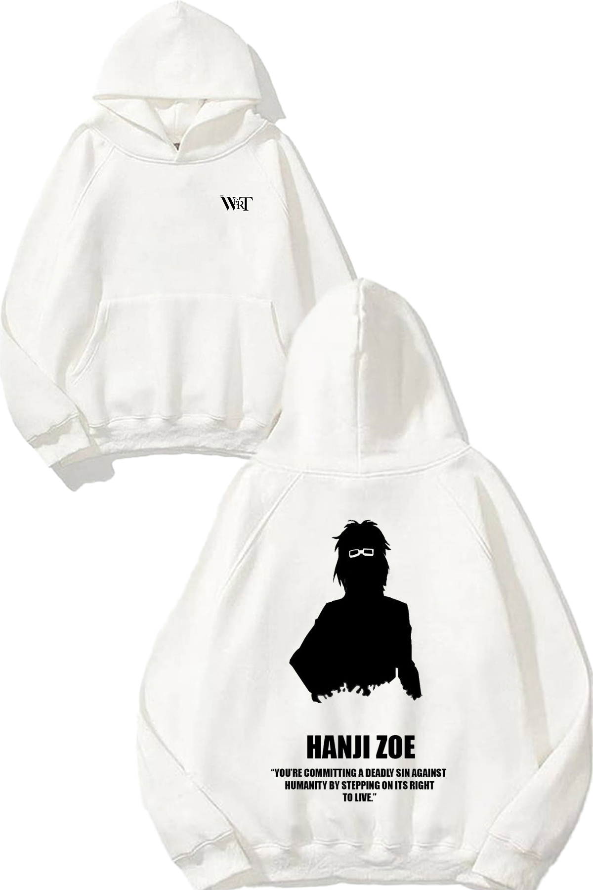 THEWERT Attack on Titan Hanjı Zoe Design Back Printed White Hooded Sweatshirt