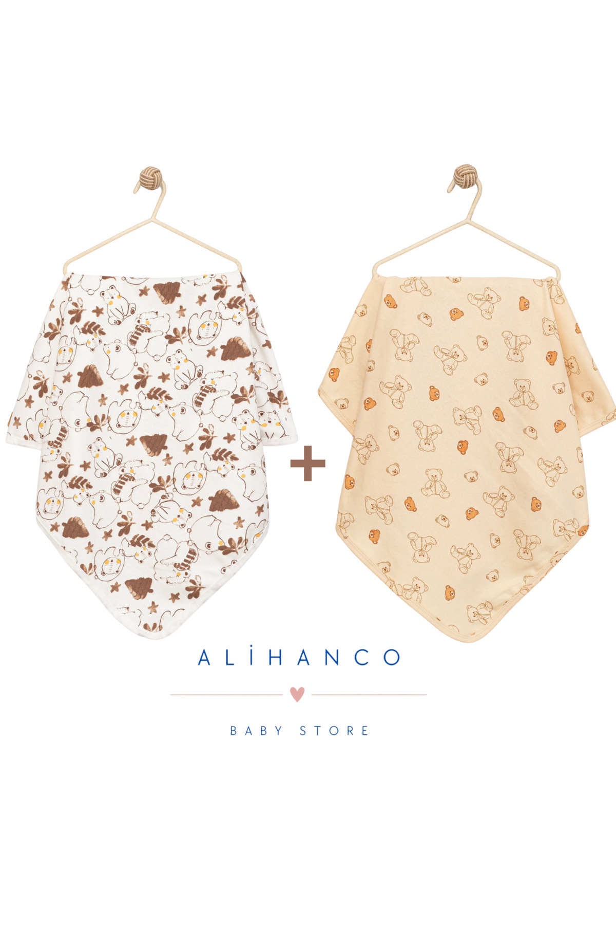 Alihan %100 Pamuk 2'li Bebek Battaniye 90 x 90 cm