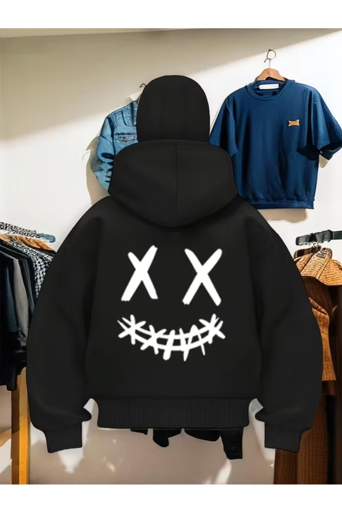 Kayicool Kar Maskeli Ninja Unisex Sweatshirt Hırka 3 iplik kalın polar (%100 PAMUK)