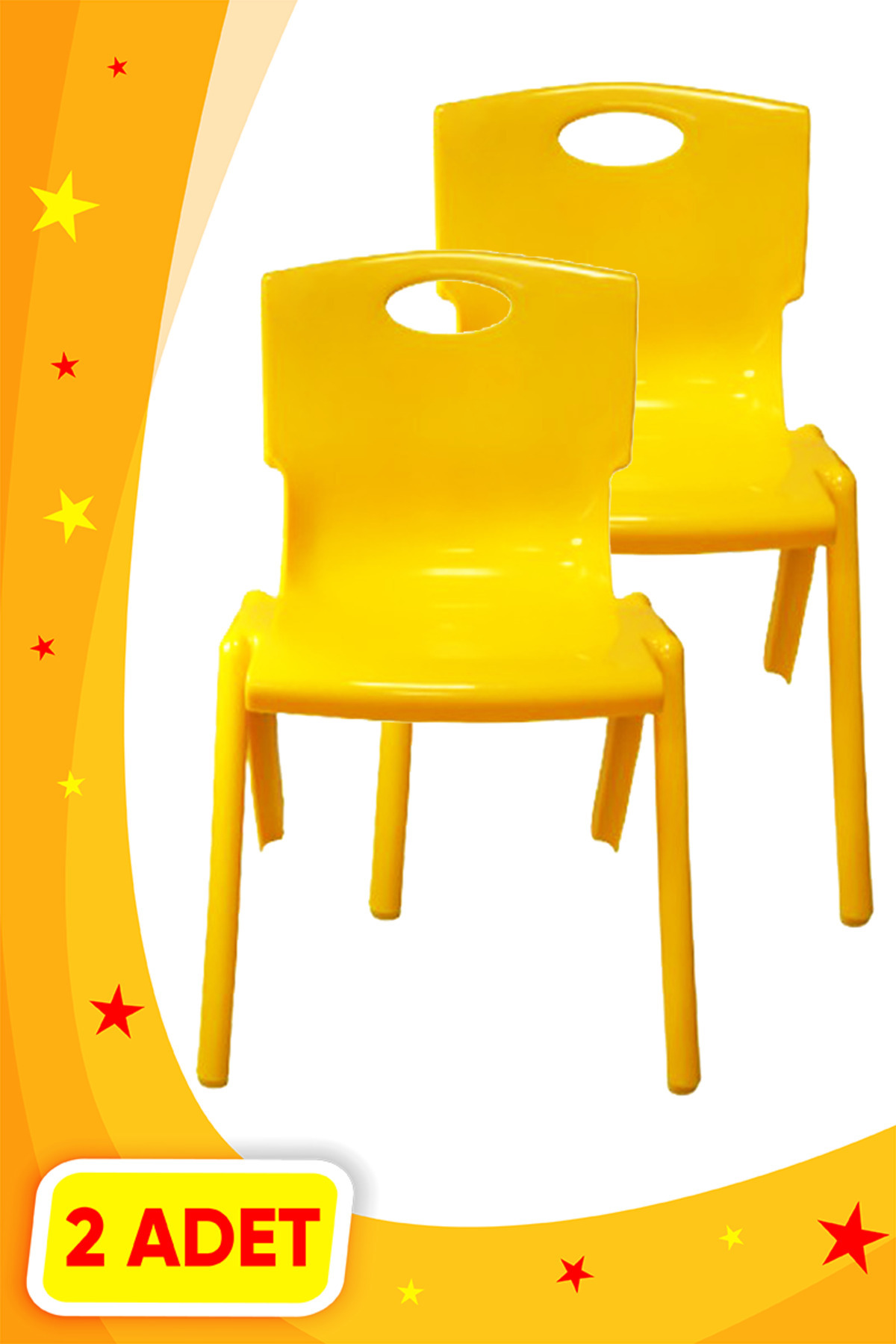 3K Anaokulu Kreş Çocuk Sandalyesi Renkli 1.Kalite Kırılmaz Plastik 2 (İki) Adet