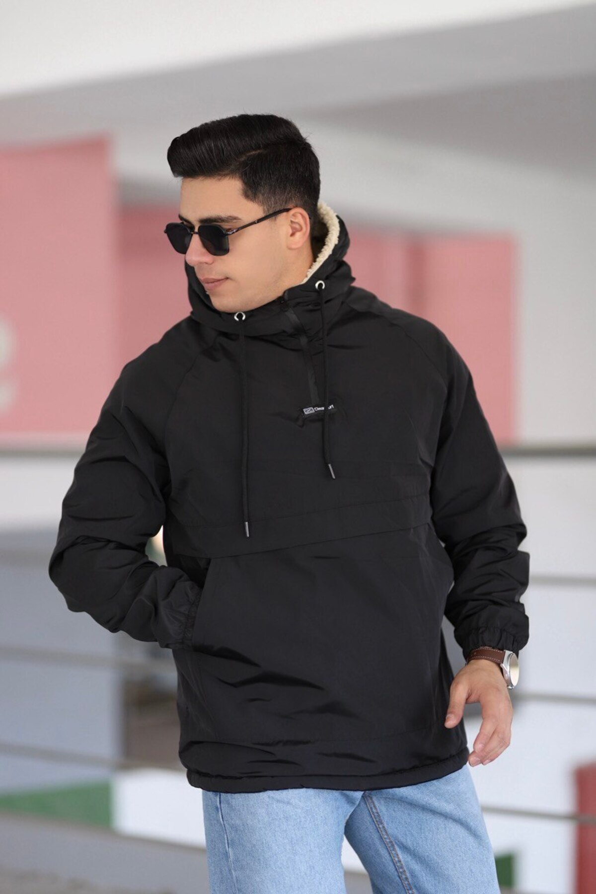 İng drop Чоловічий дощовик з хутряною підкладкою, чорний